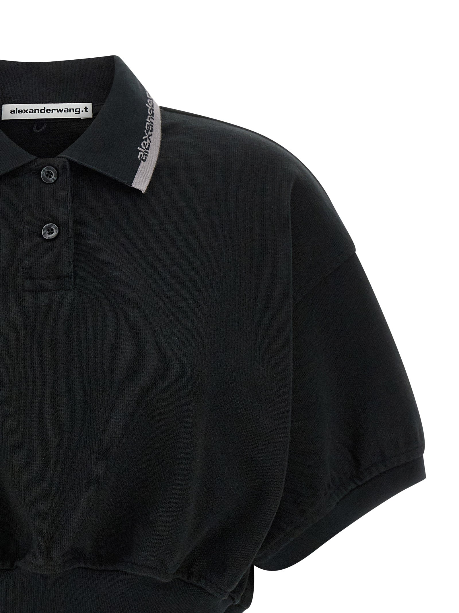 T BY ALEXANDER WANG Schwarzes Baumwoll-Poloshirt