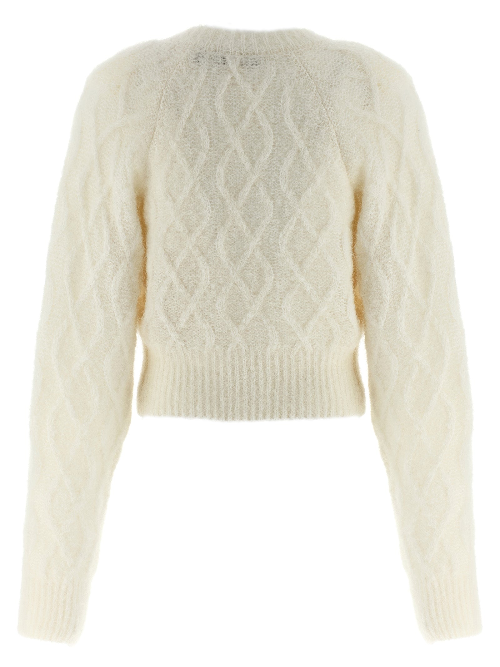 ROTATE BIRGER CHRISTENSEN Weiße Strickjacke aus Alpakawolle