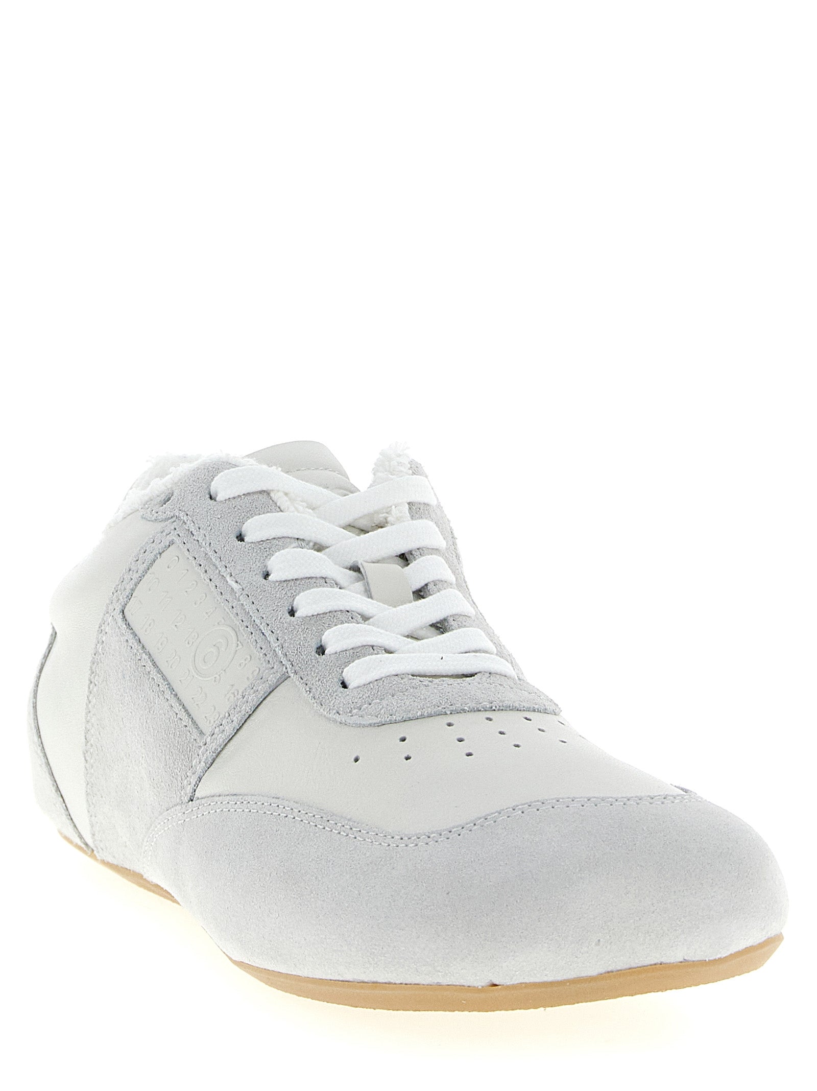 MM6 Maison Margiela Weiße Kalbsleder-Sneaker im Athletic-Look