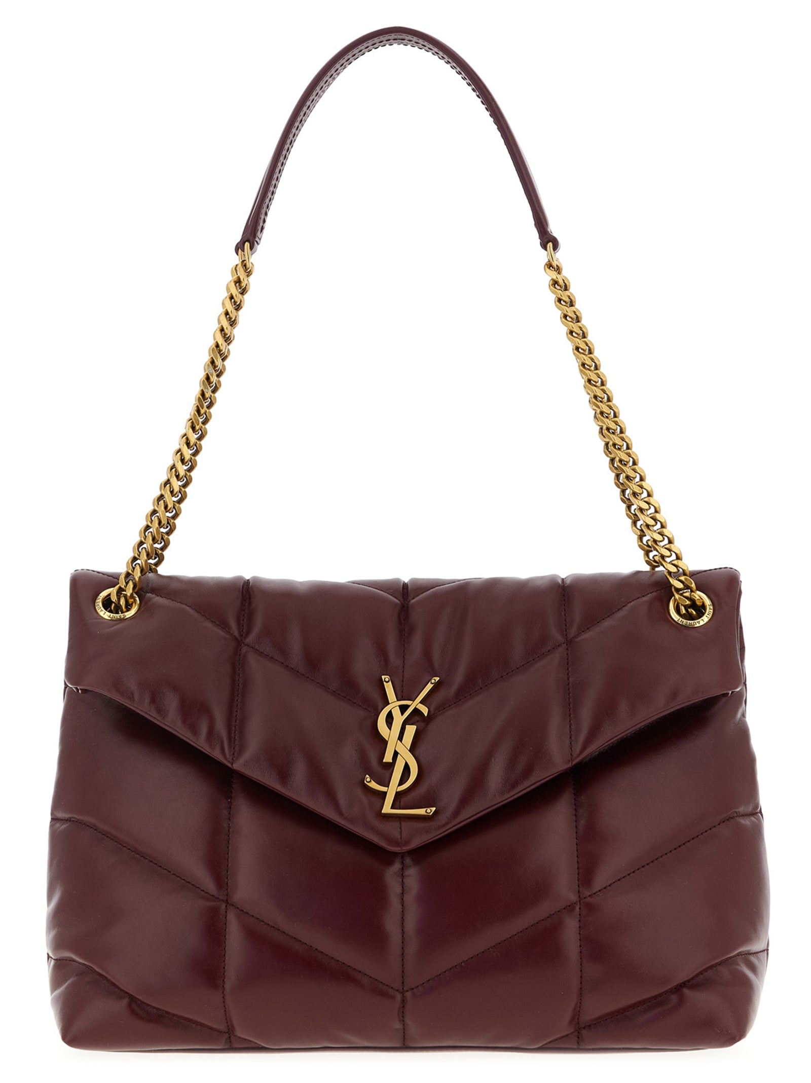 Saint Laurent Schultertasche aus bordeauxrotem Kalbsleder