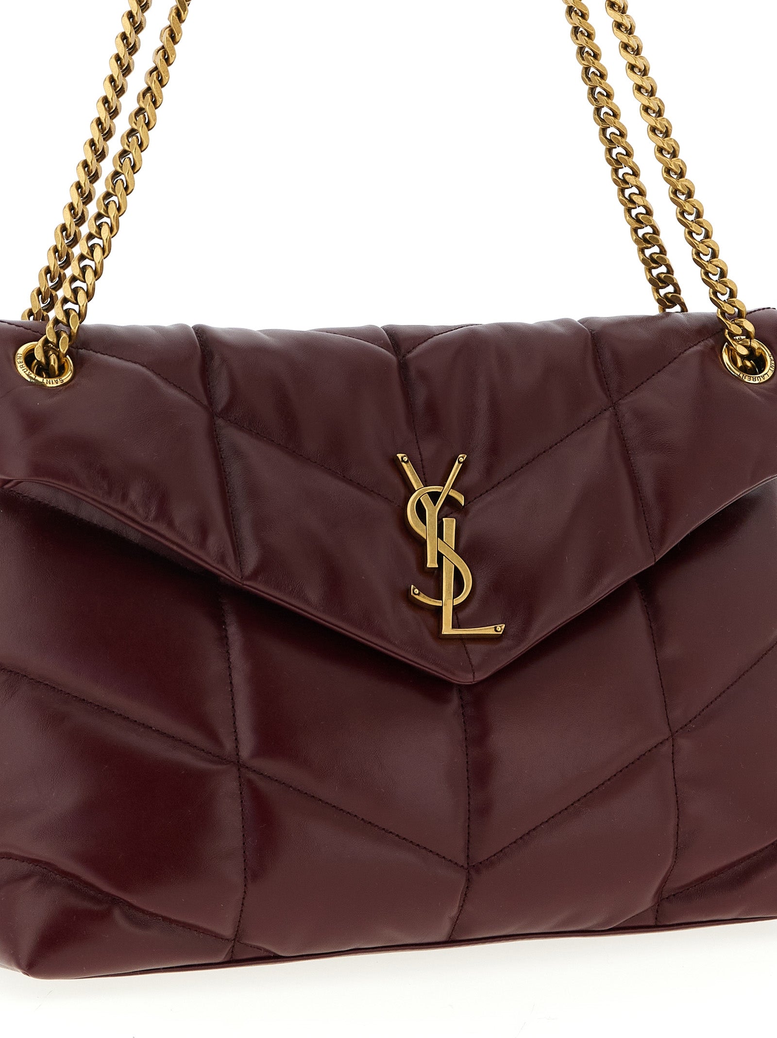 Saint Laurent Schultertasche aus bordeauxrotem Kalbsleder