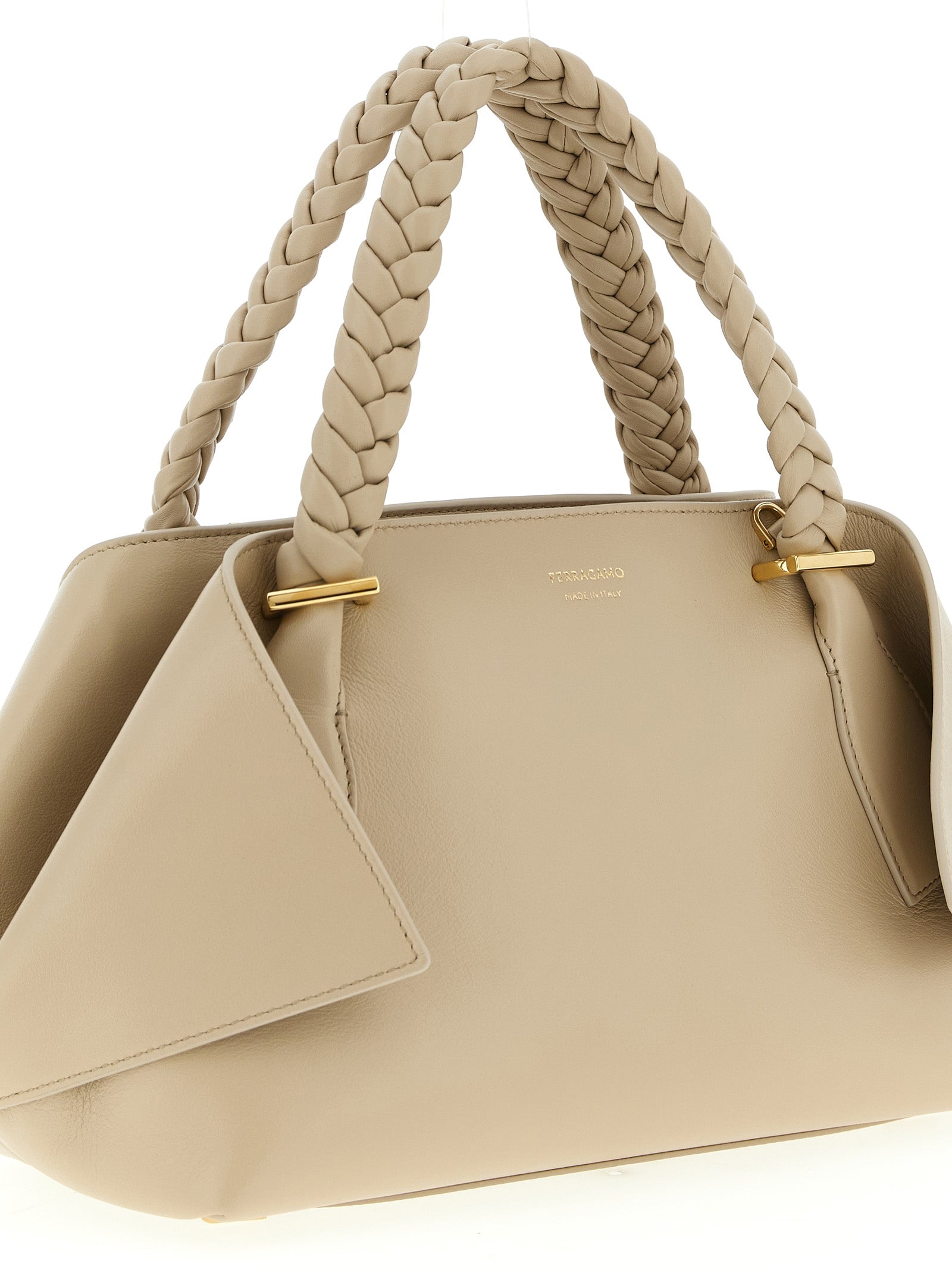 Ferragamo Graue Kalbsleder-Handtasche