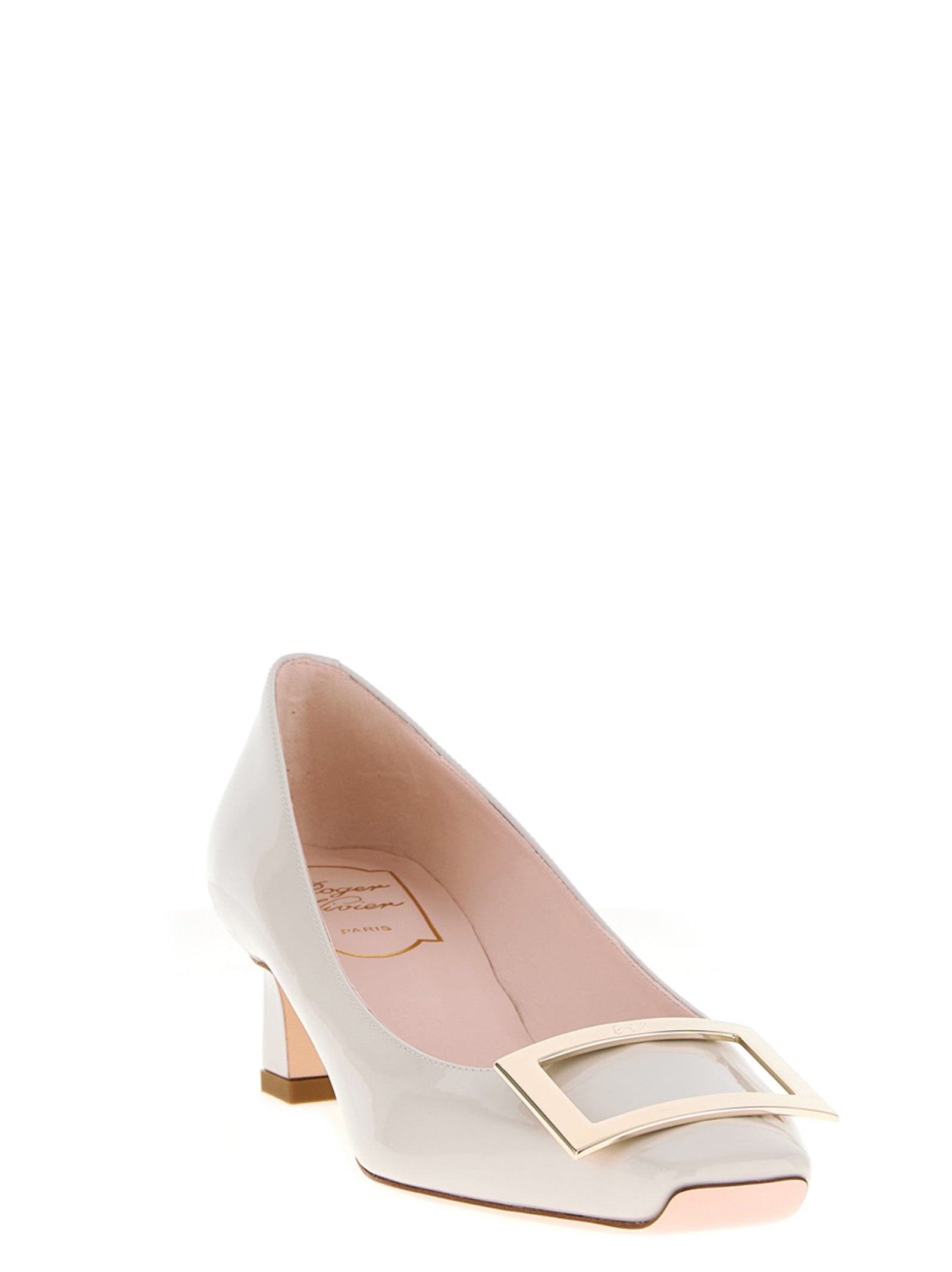 Roger Vivier Weiße Pumps aus Kalbsleder mit mittlerem Absatz