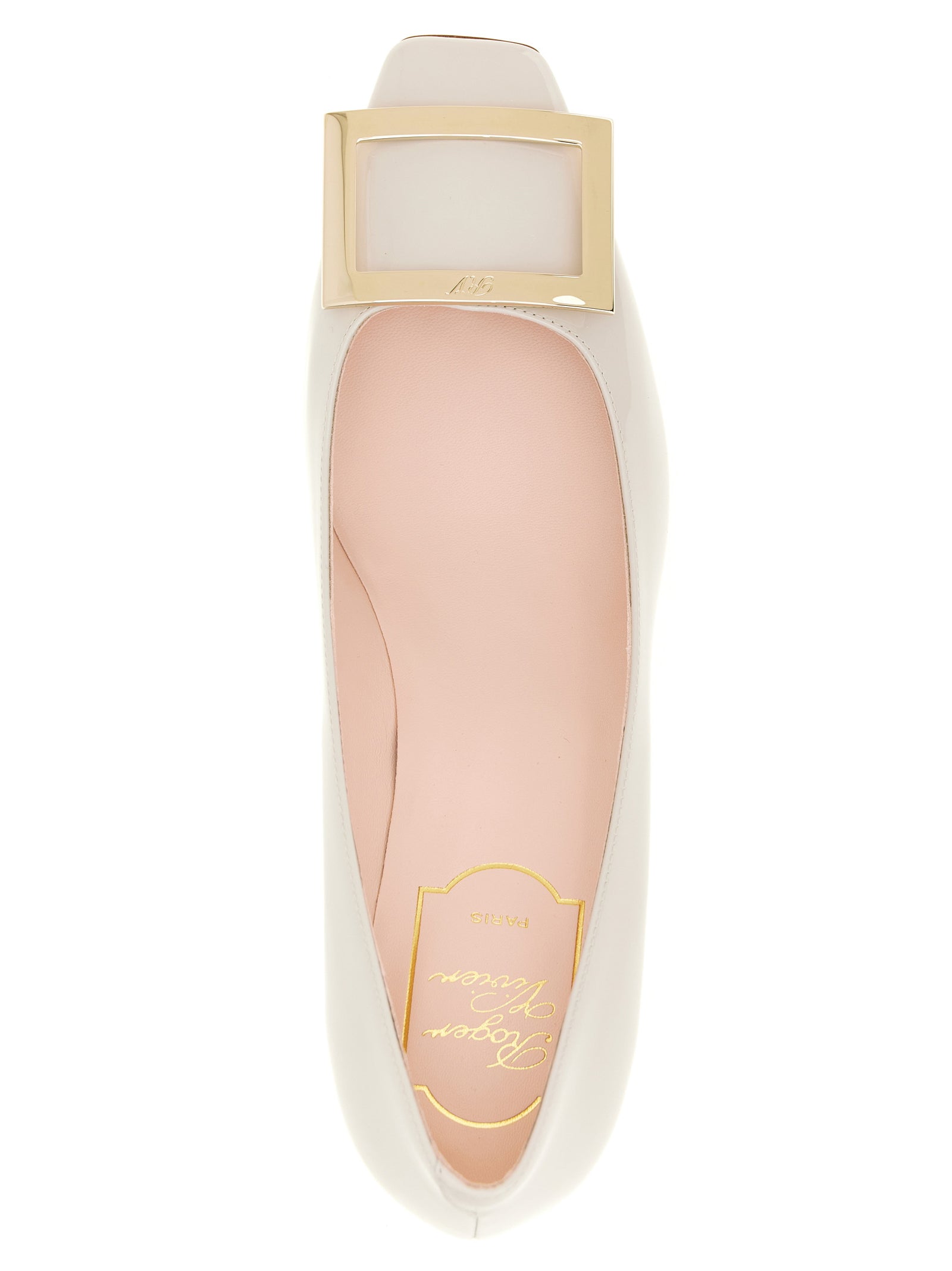 Roger Vivier Weiße Pumps aus Kalbsleder mit mittlerem Absatz