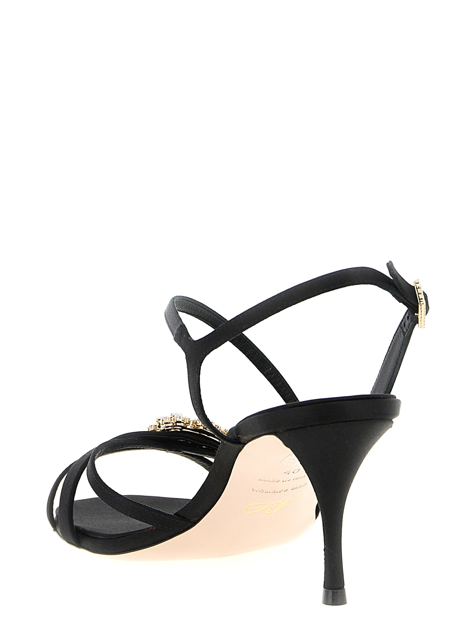 Roger Vivier Schwarze Sandalen mit Stilettoabsatz aus Viskose