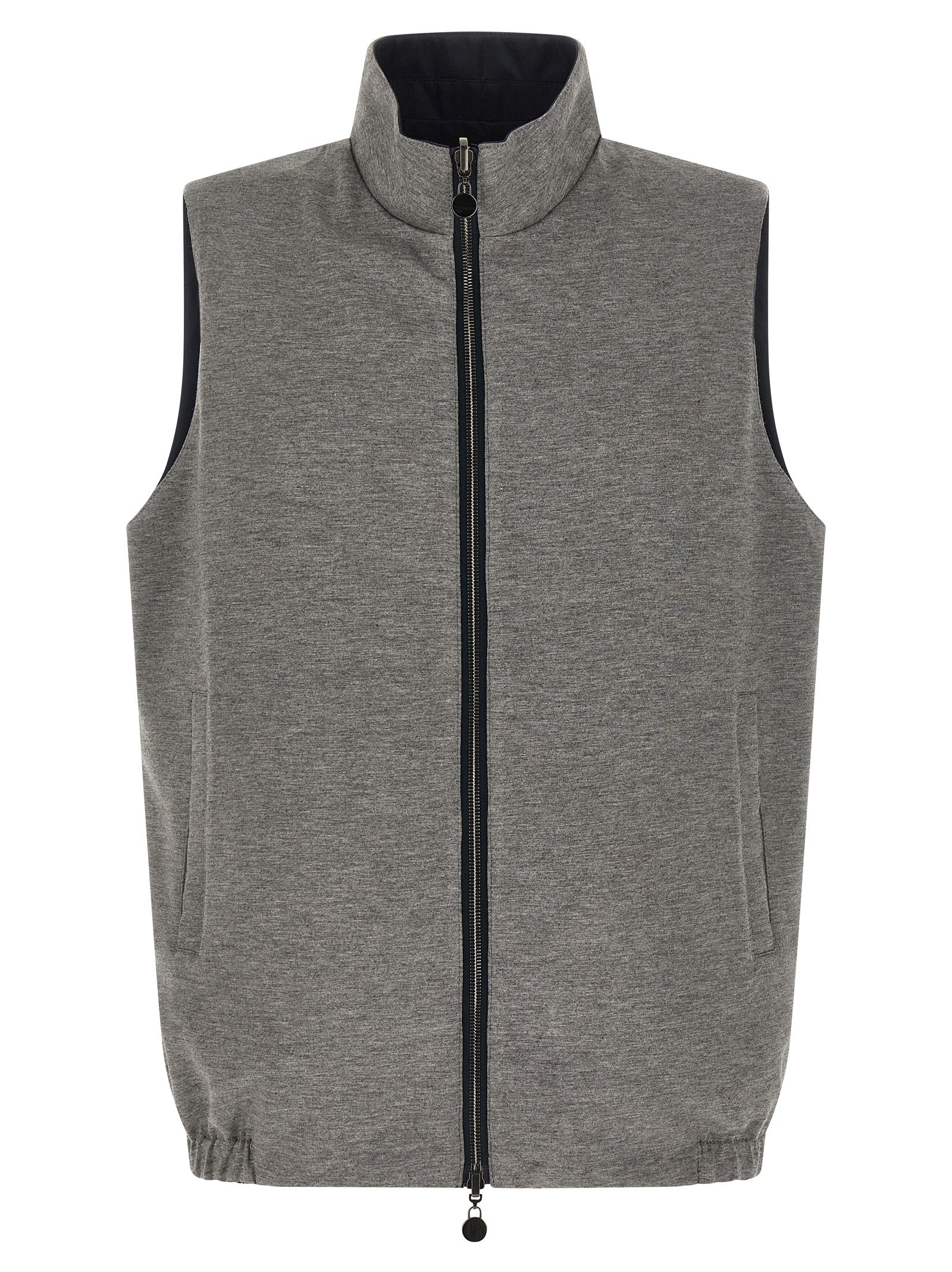 Kiton Blaue ärmellose Baumwolljacke