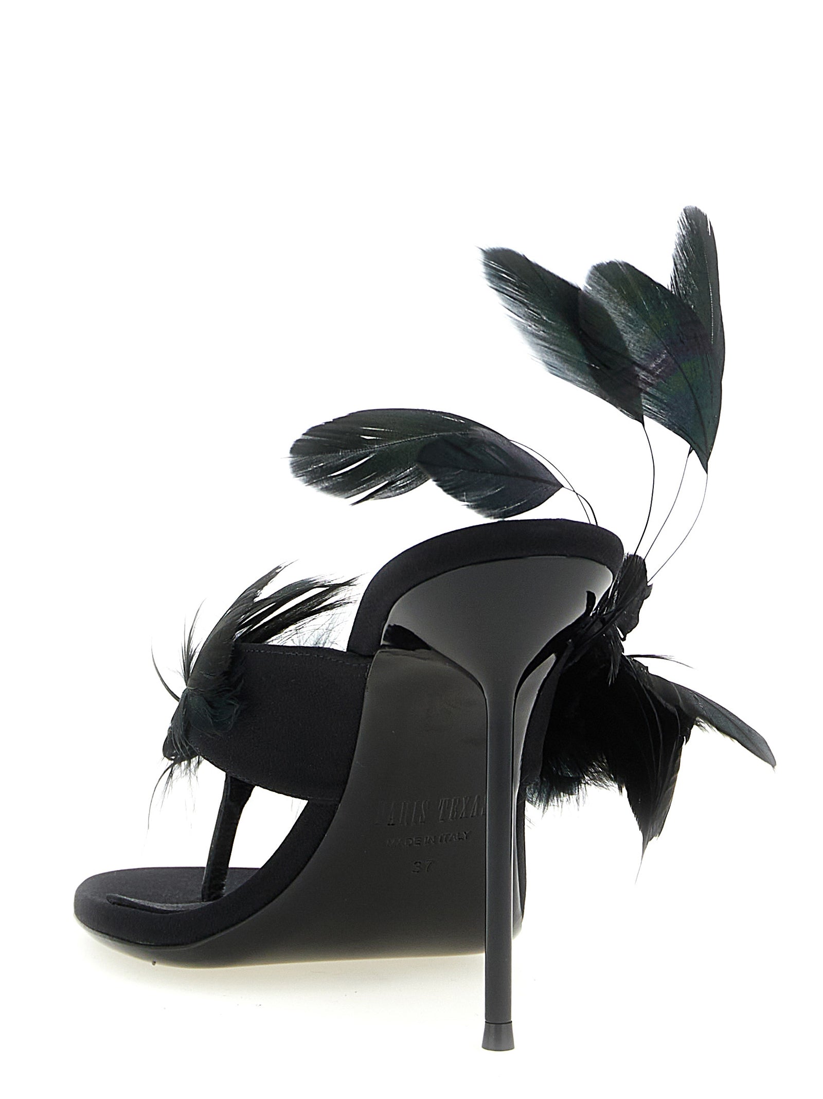 Paris Texas Schwarze Stilettosandalen aus Seide