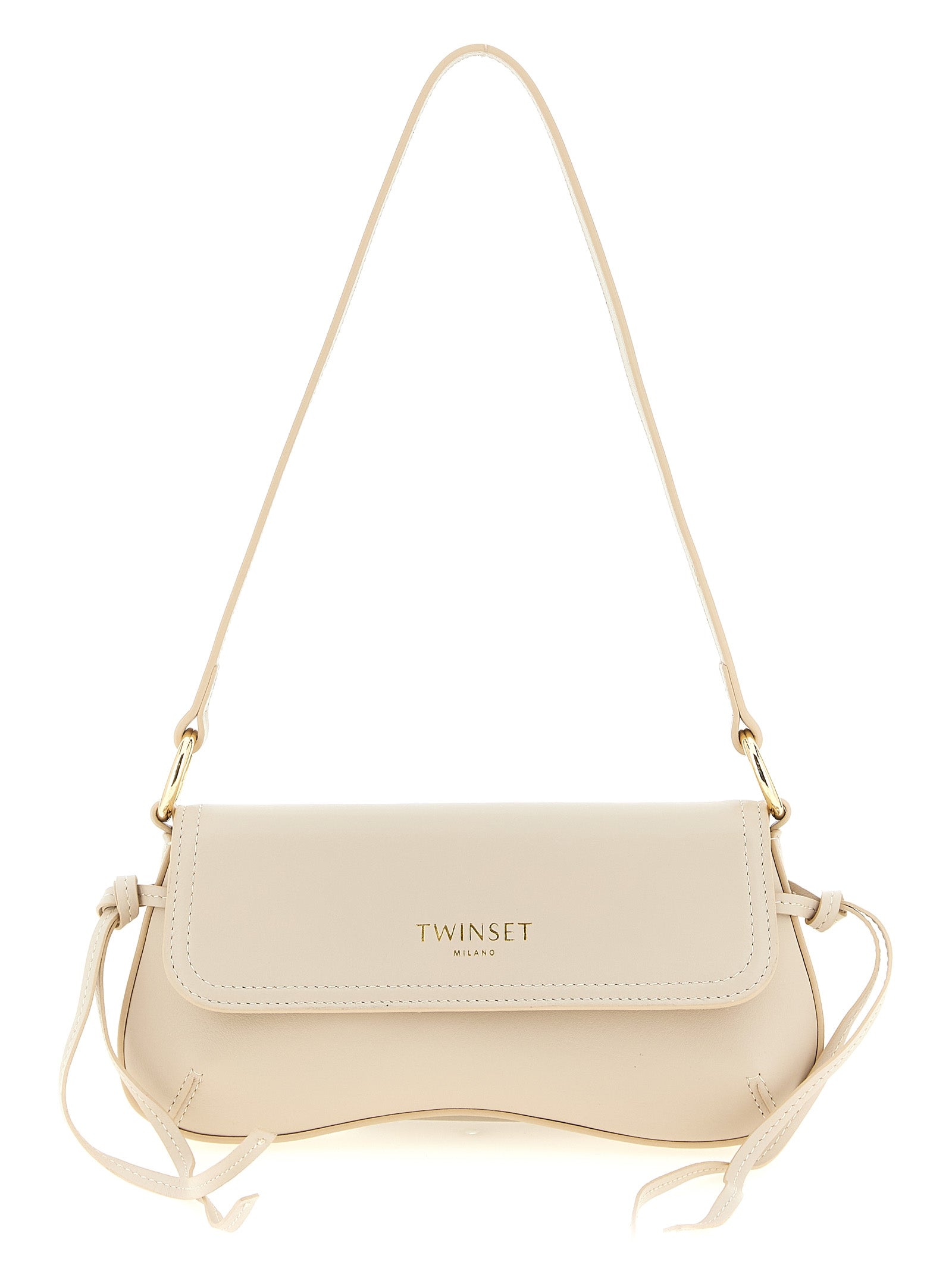 Twinset Weiße Leder Schultertasche