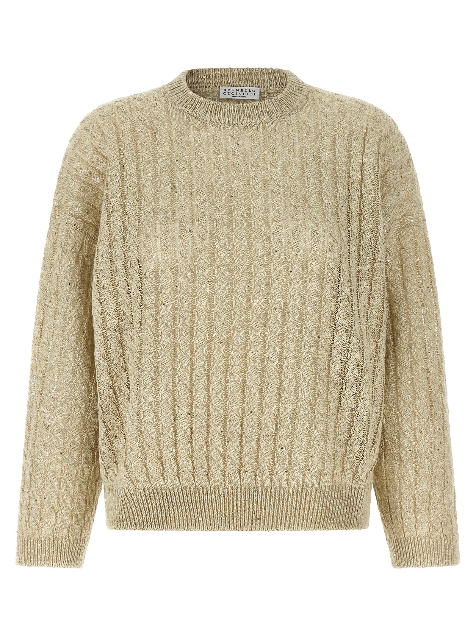 Brunello Cucinelli Beige Leinenstrickjacke