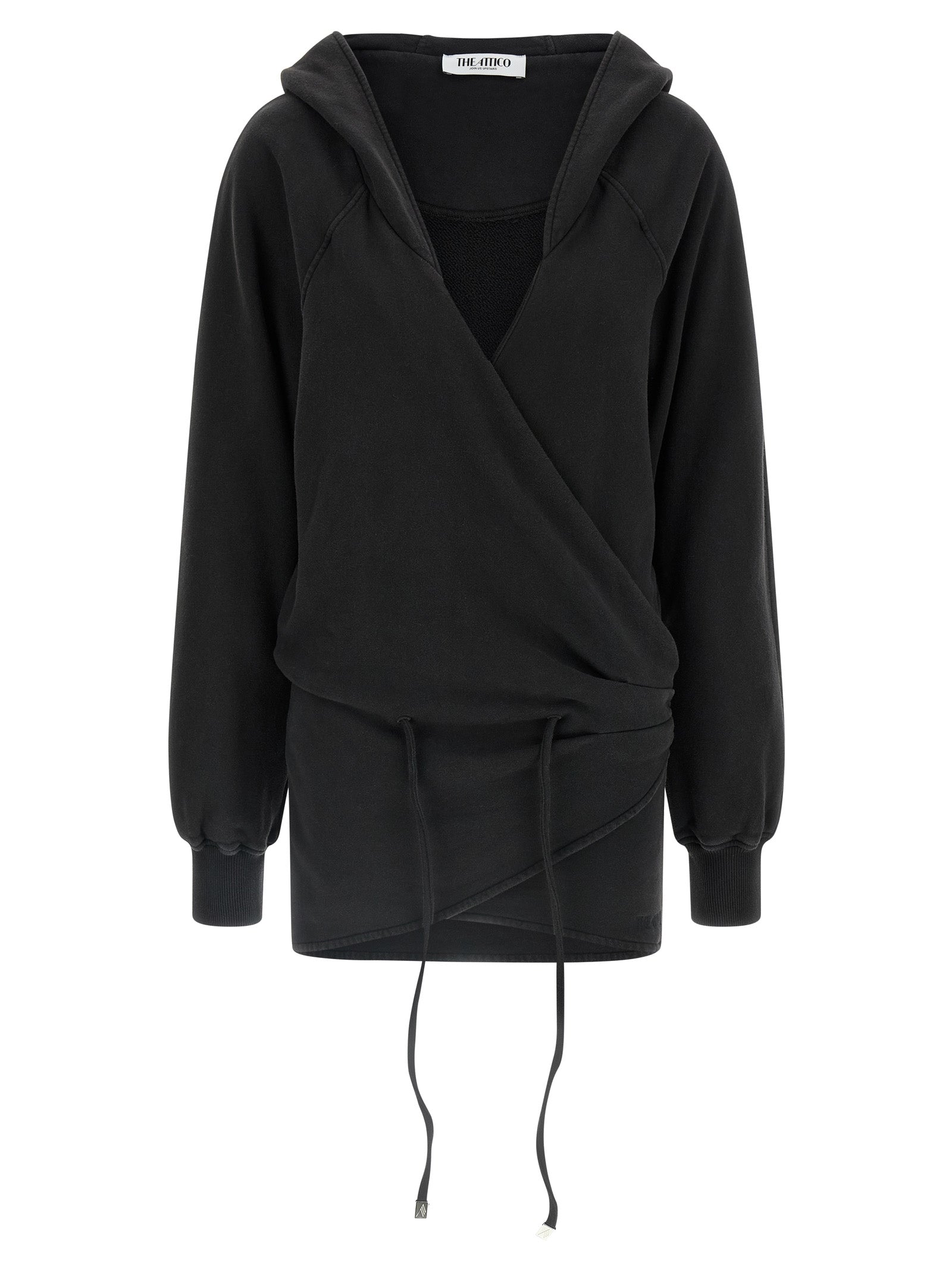 The Attico Schwarzes kurzes Baumwollkleid