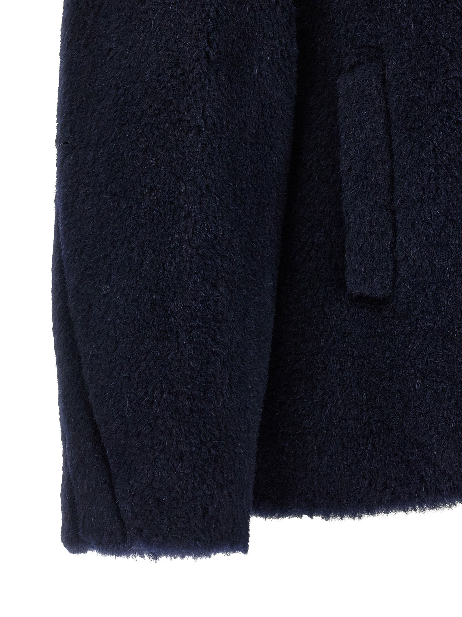 Max Mara Blauer Mantel aus Alpaka und Leder