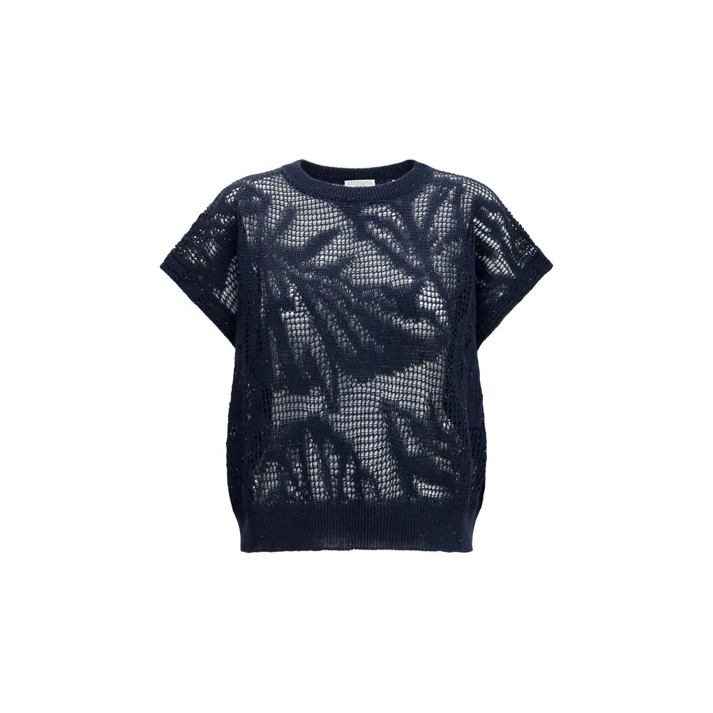 Brunello Cucinelli Blaues Leinen-Sweatshirt