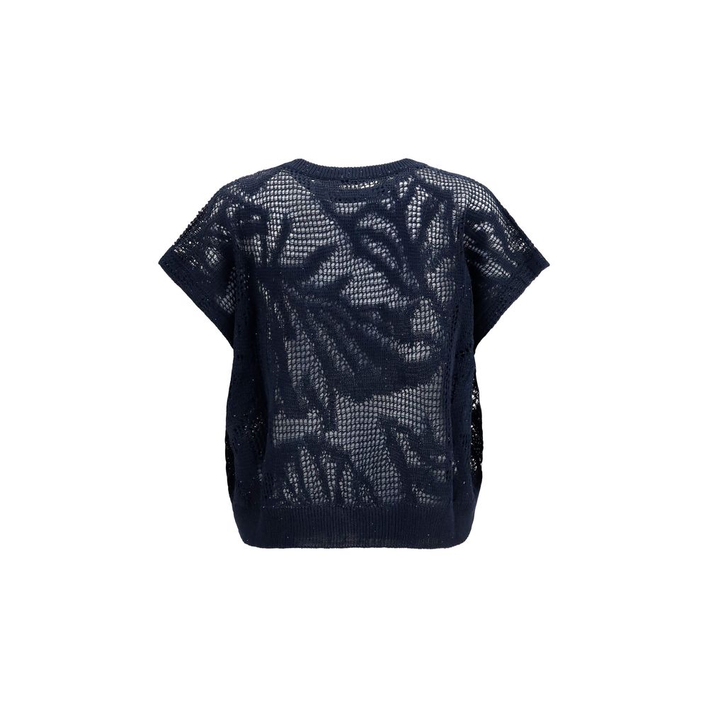 Brunello Cucinelli Blaues Leinen-Sweatshirt