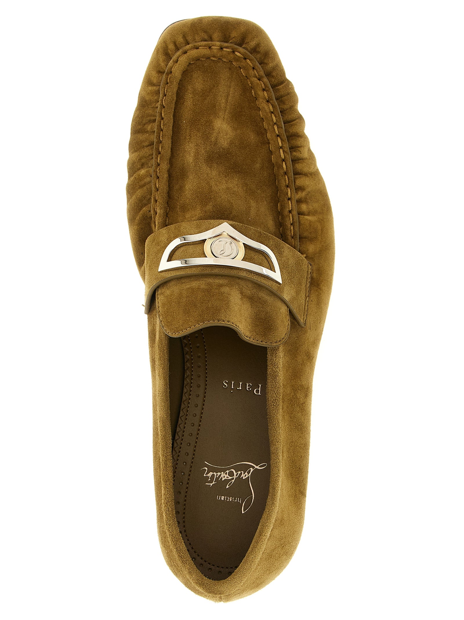 Christian Louboutin Braune Kalbsleder-Slipper