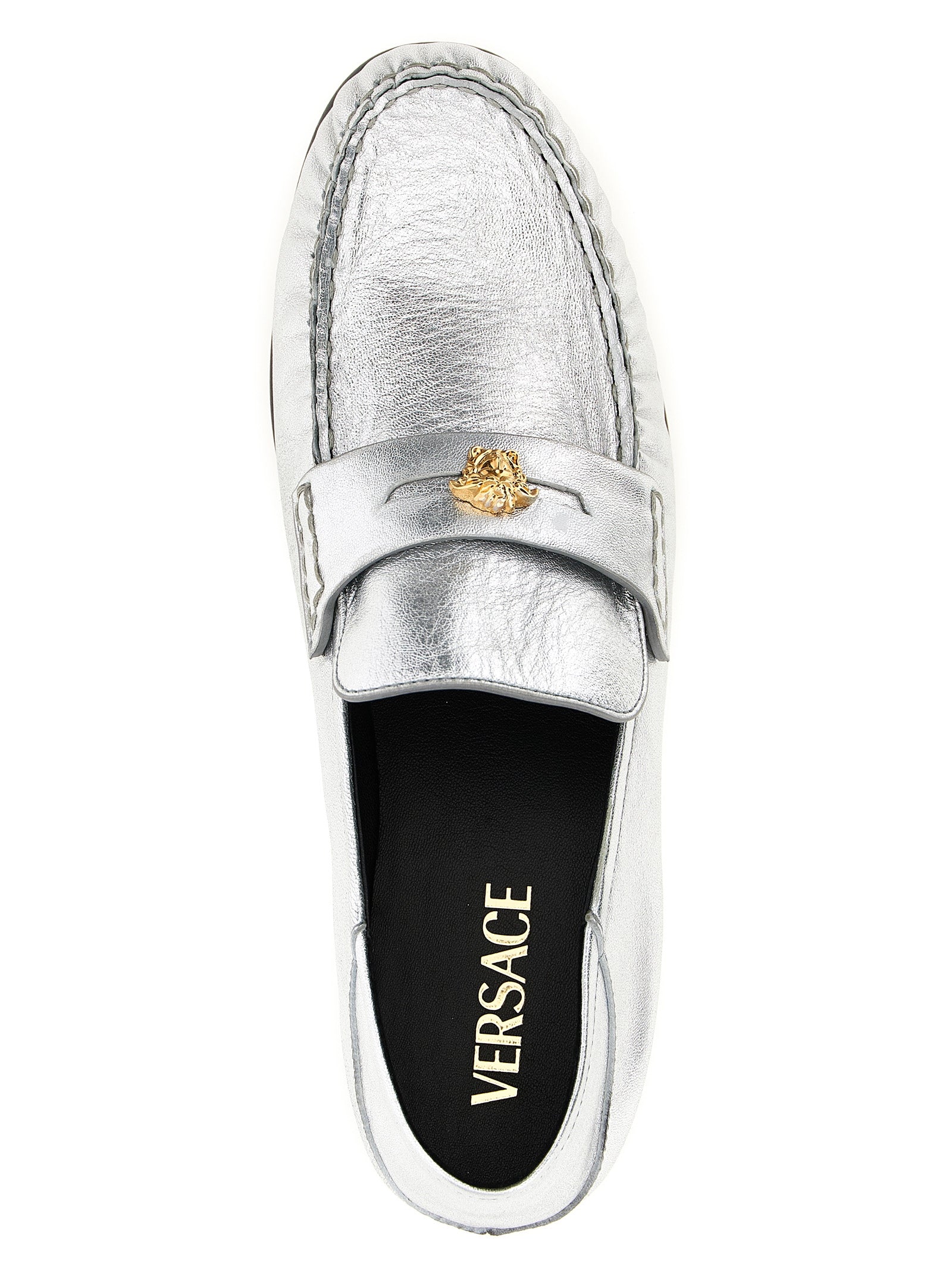 Versace Loafer aus Lammleder in Silber