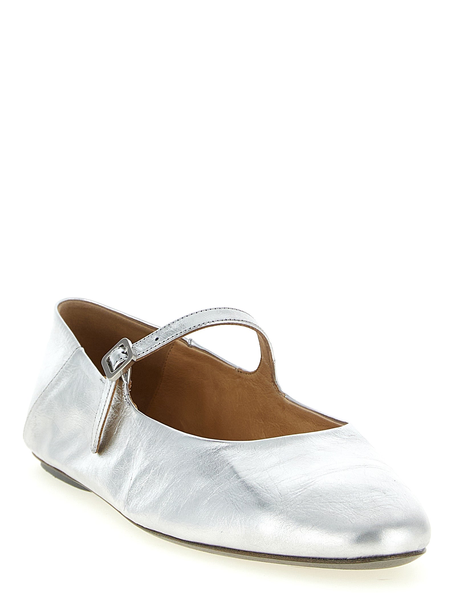 Marsell Ballerinas aus silbernem Kalbsleder