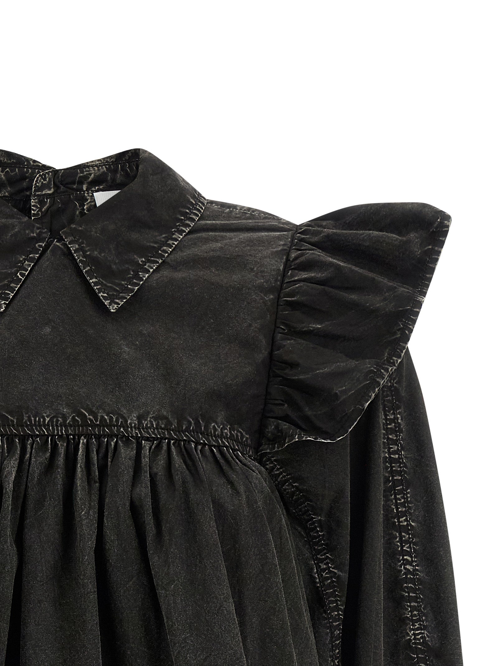 Ganni Schwarze Bio-Baumwollbluse