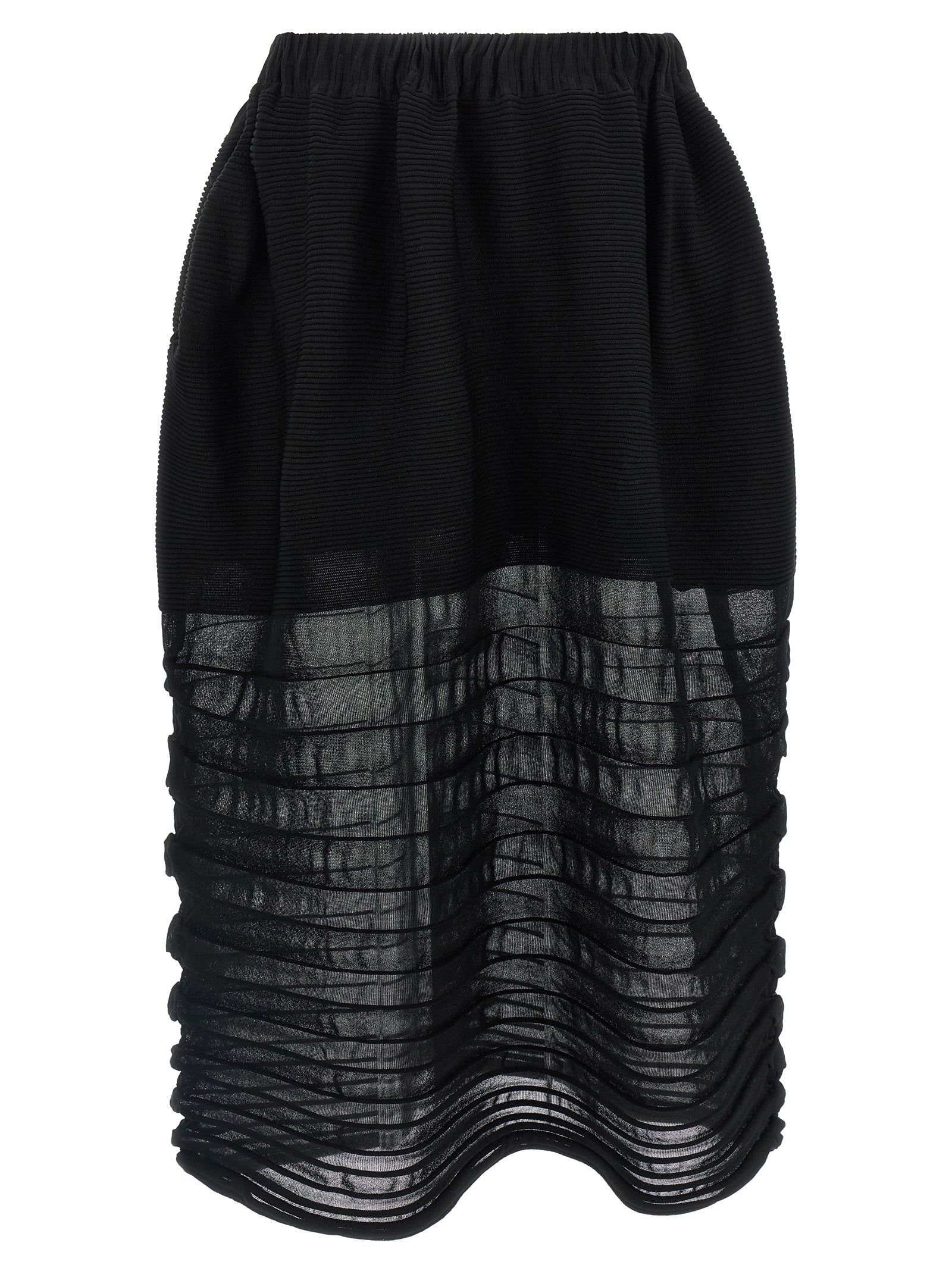 Issey Miyake Schwarzer Midirock aus Polyester