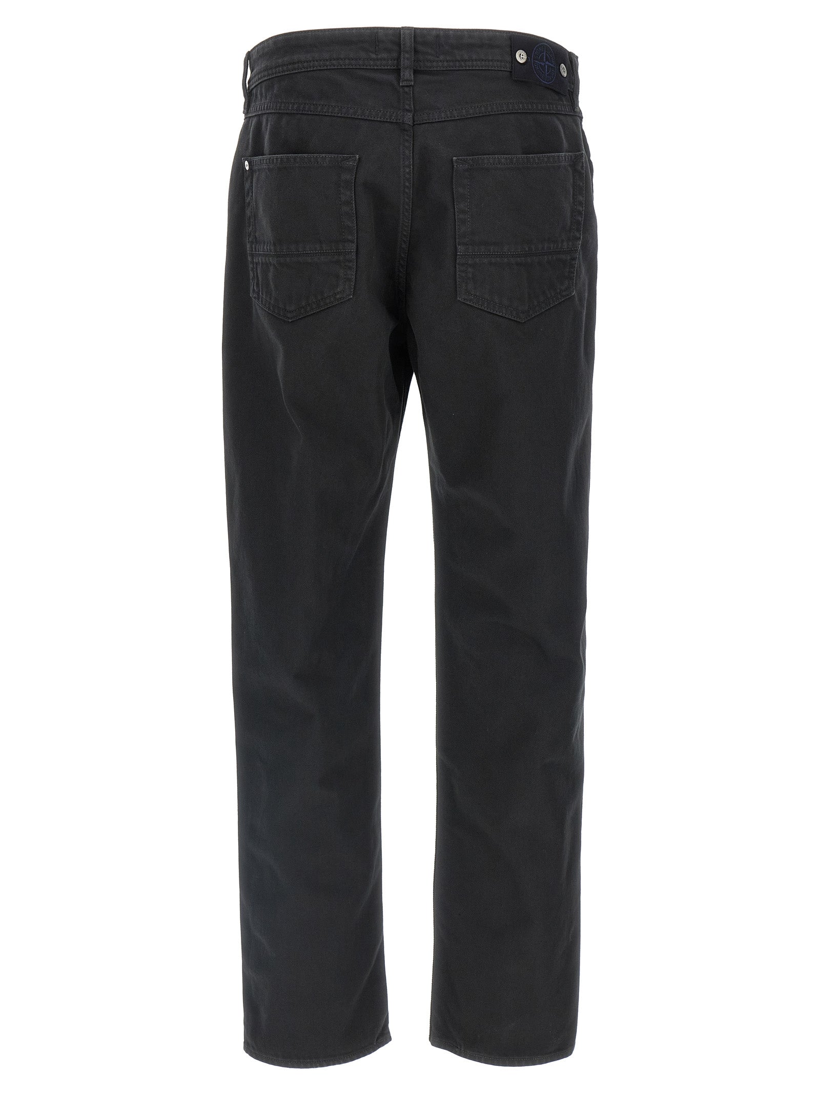 Stone Island Schwarze Baumwoll-Jeans mit geradem Bein