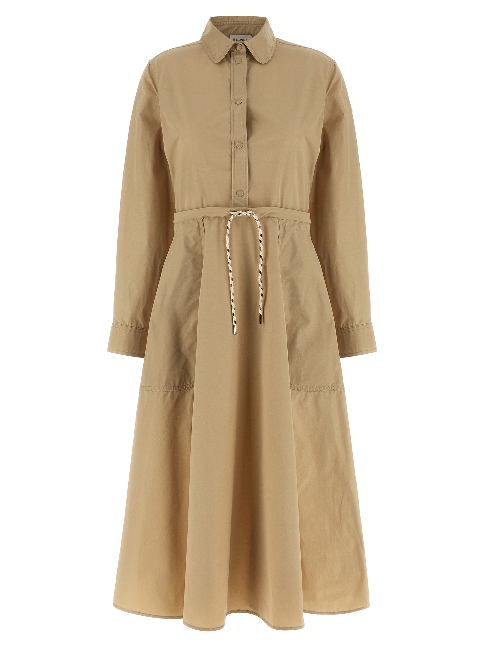 Moncler Beigefarbenes Polyester-Maxikleid