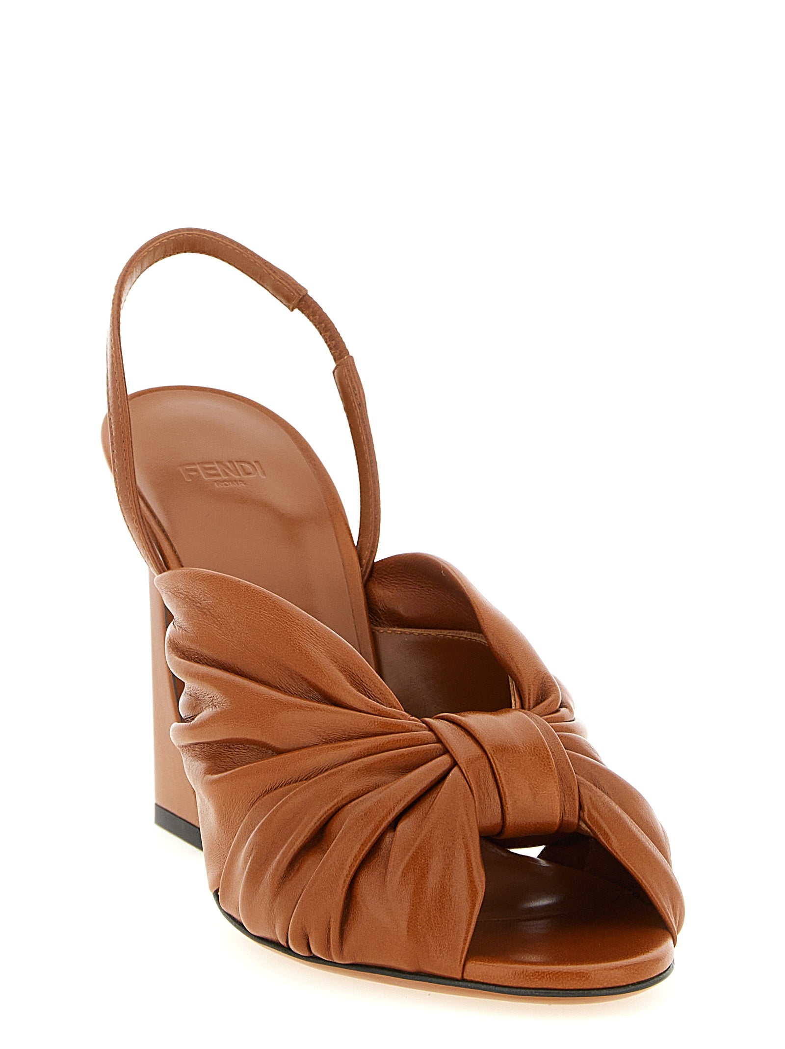 Fendi Braune Sandalen mit Stilettoabsatz aus Lammleder
