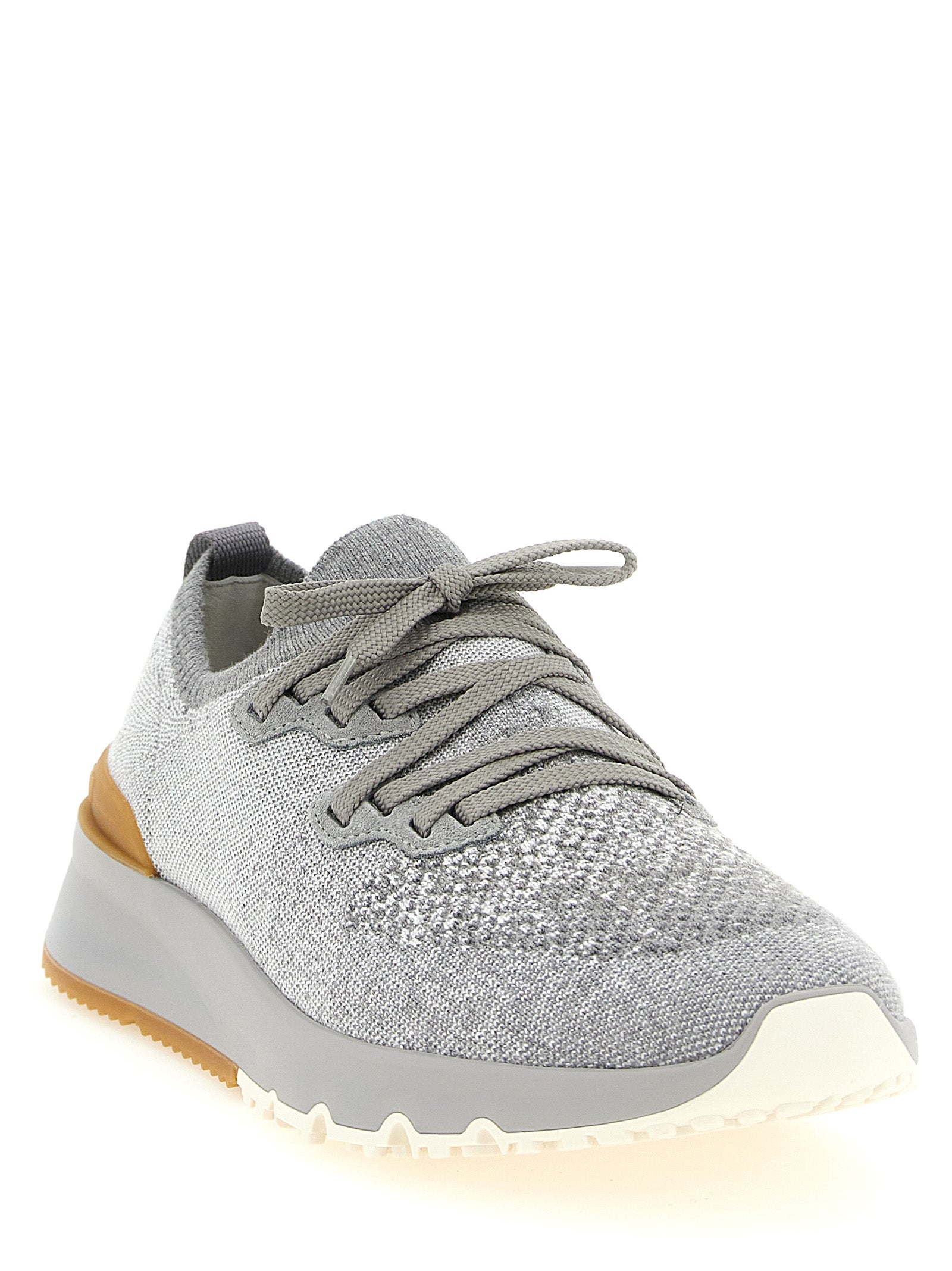 Brunello Cucinelli Graue Sneaker aus Baumwolle im Athletic-Stil
