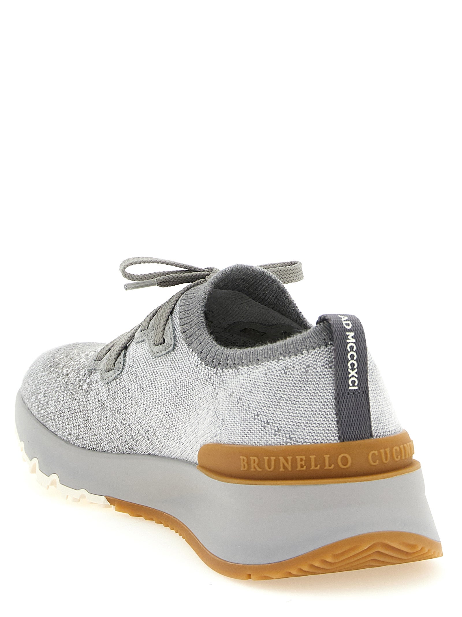 Brunello Cucinelli Graue Sneaker aus Baumwolle im Athletic-Stil