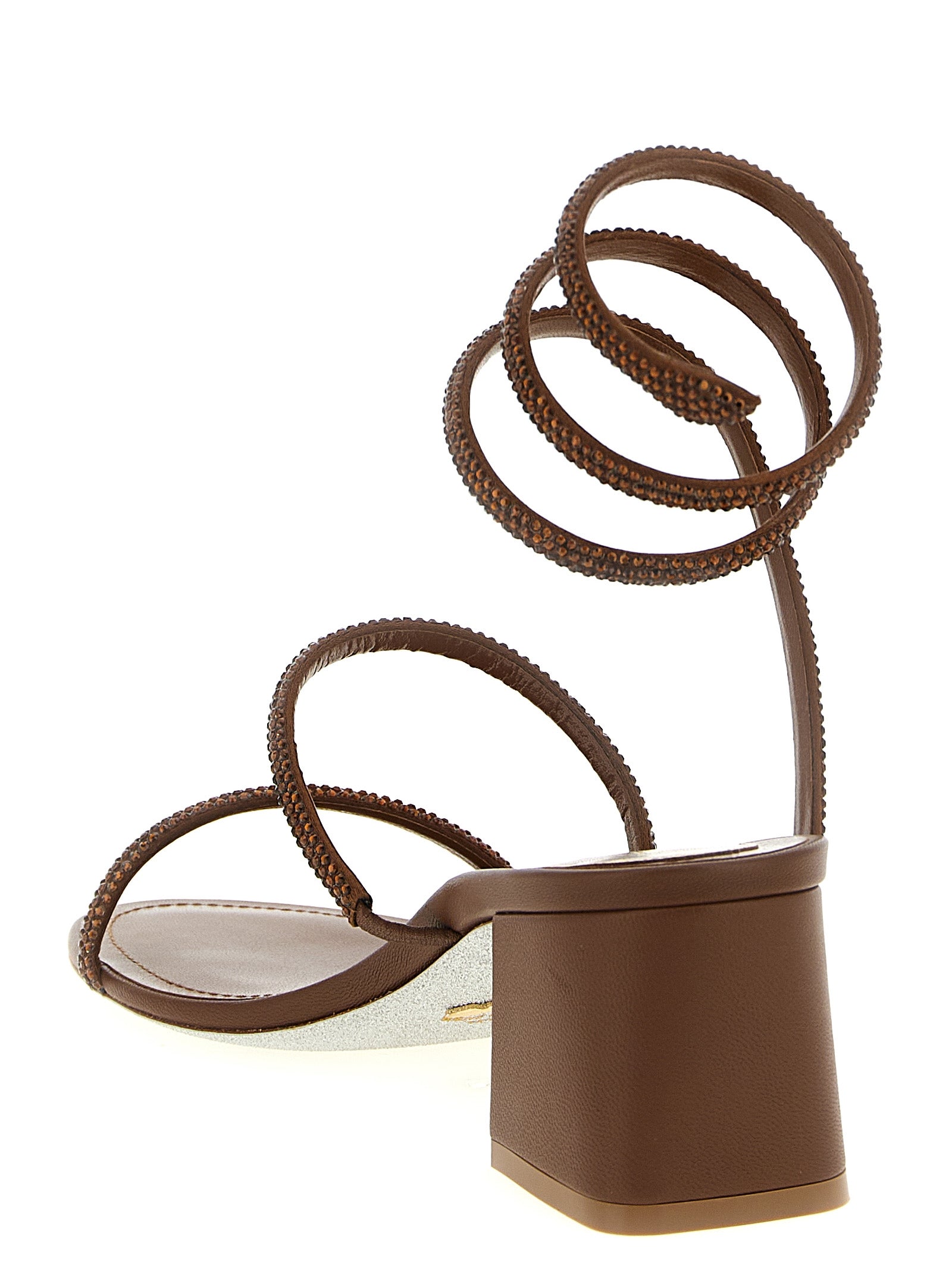 RENE CAOVILLA Braune Sandalen mit Viscose-Riemen