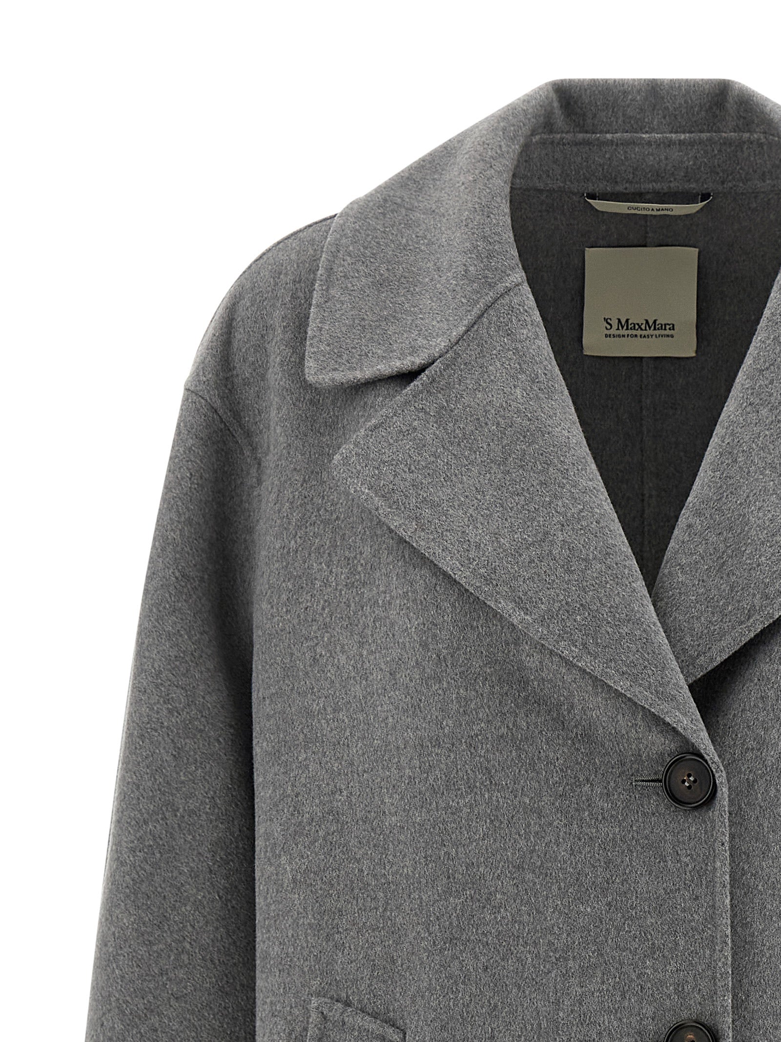 'S Max Mara Grauer Wollmantel aus reiner Schurwolle