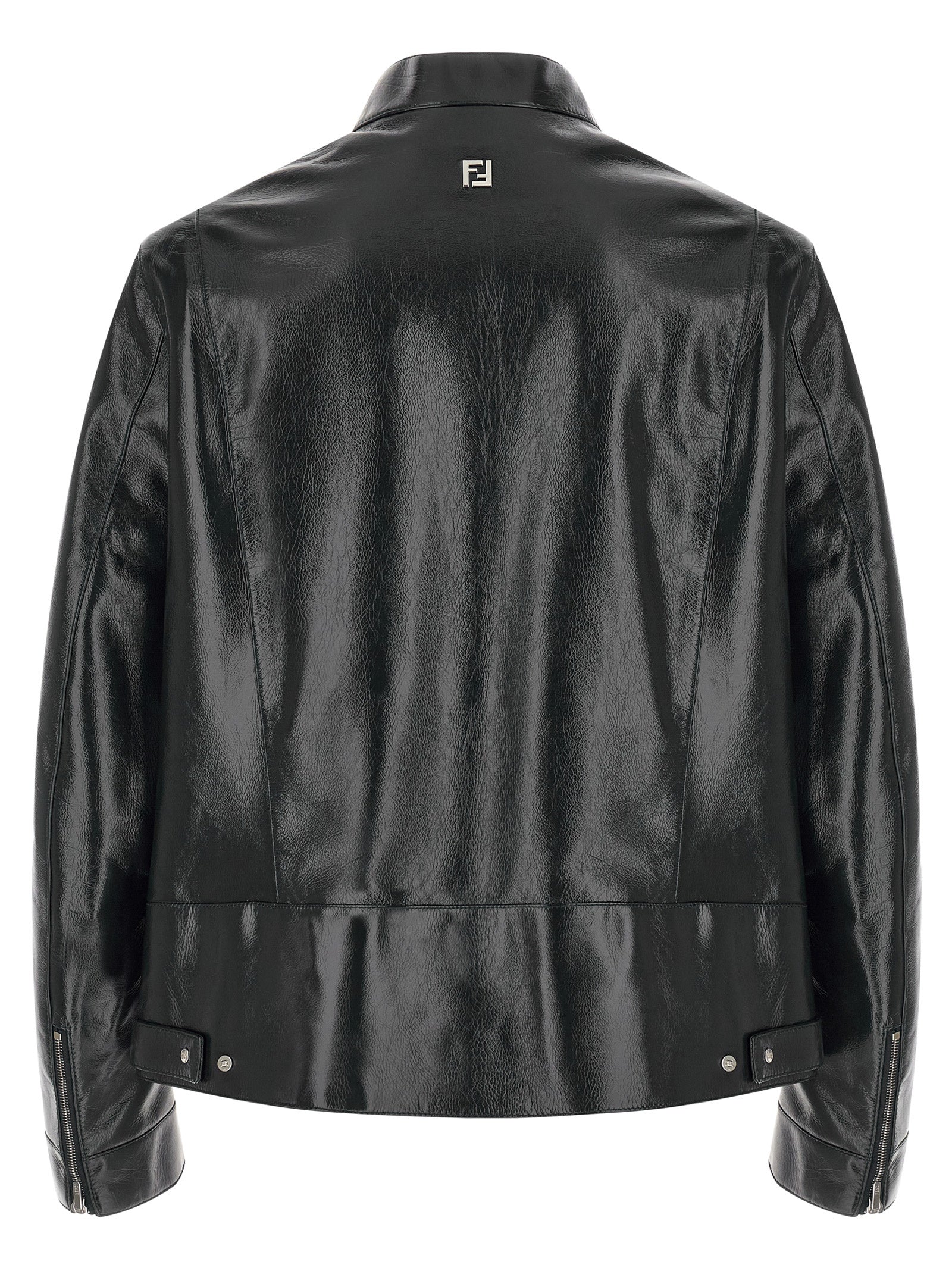 Fendi Blaue Lederjacke