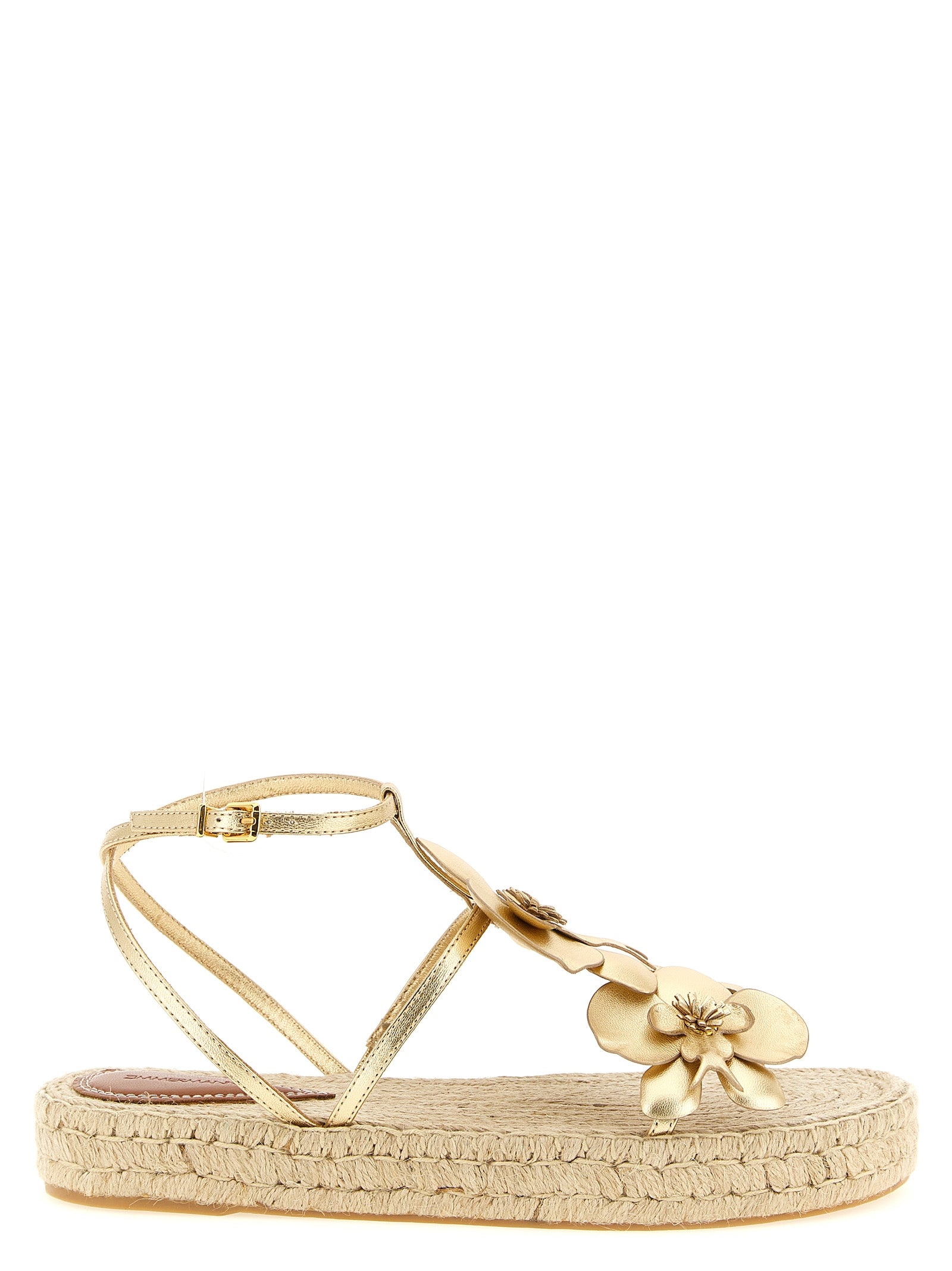 Zimmermann Goldfarbene flache Sandalen aus Leder