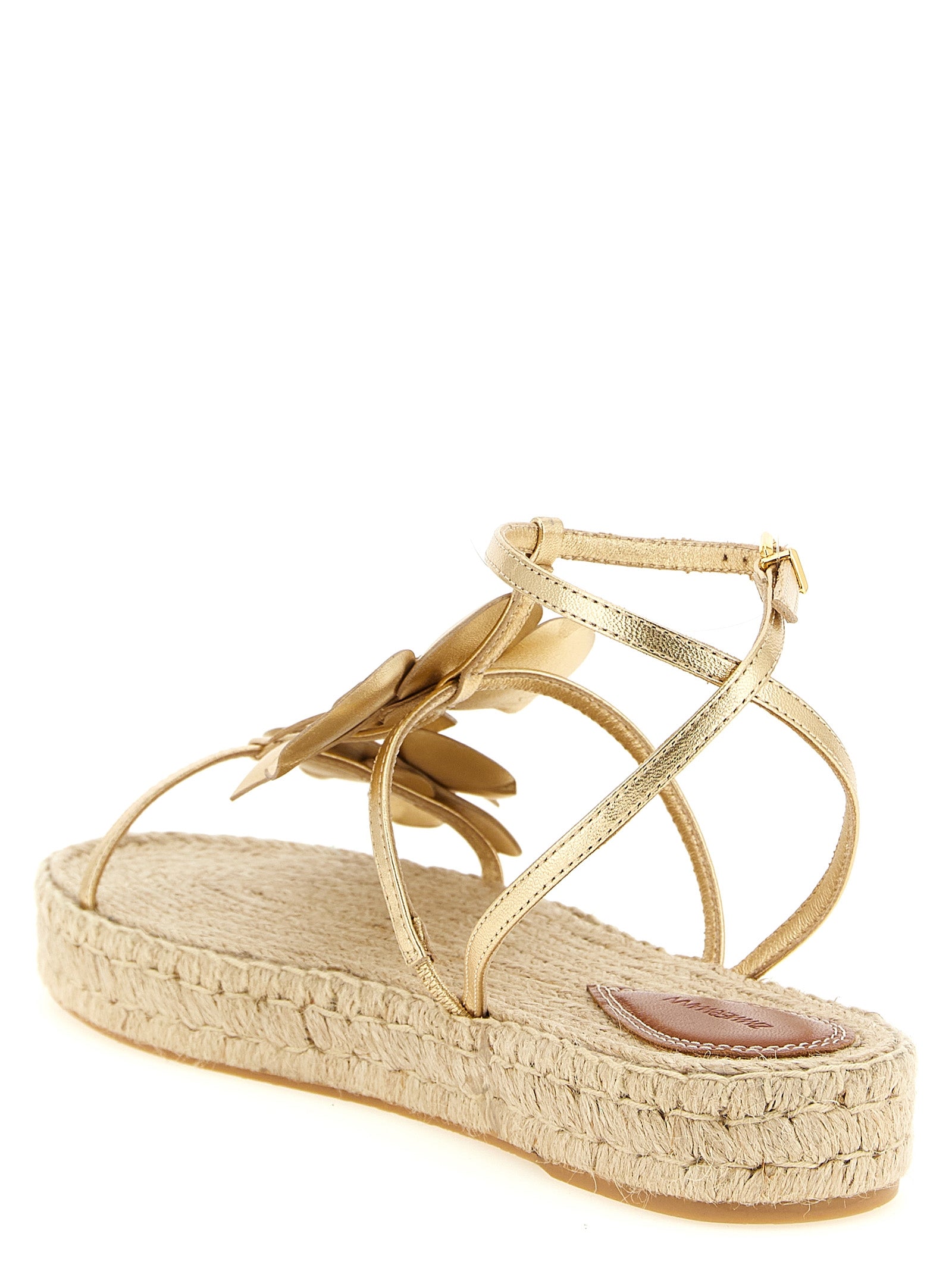 Zimmermann Goldfarbene flache Sandalen aus Leder