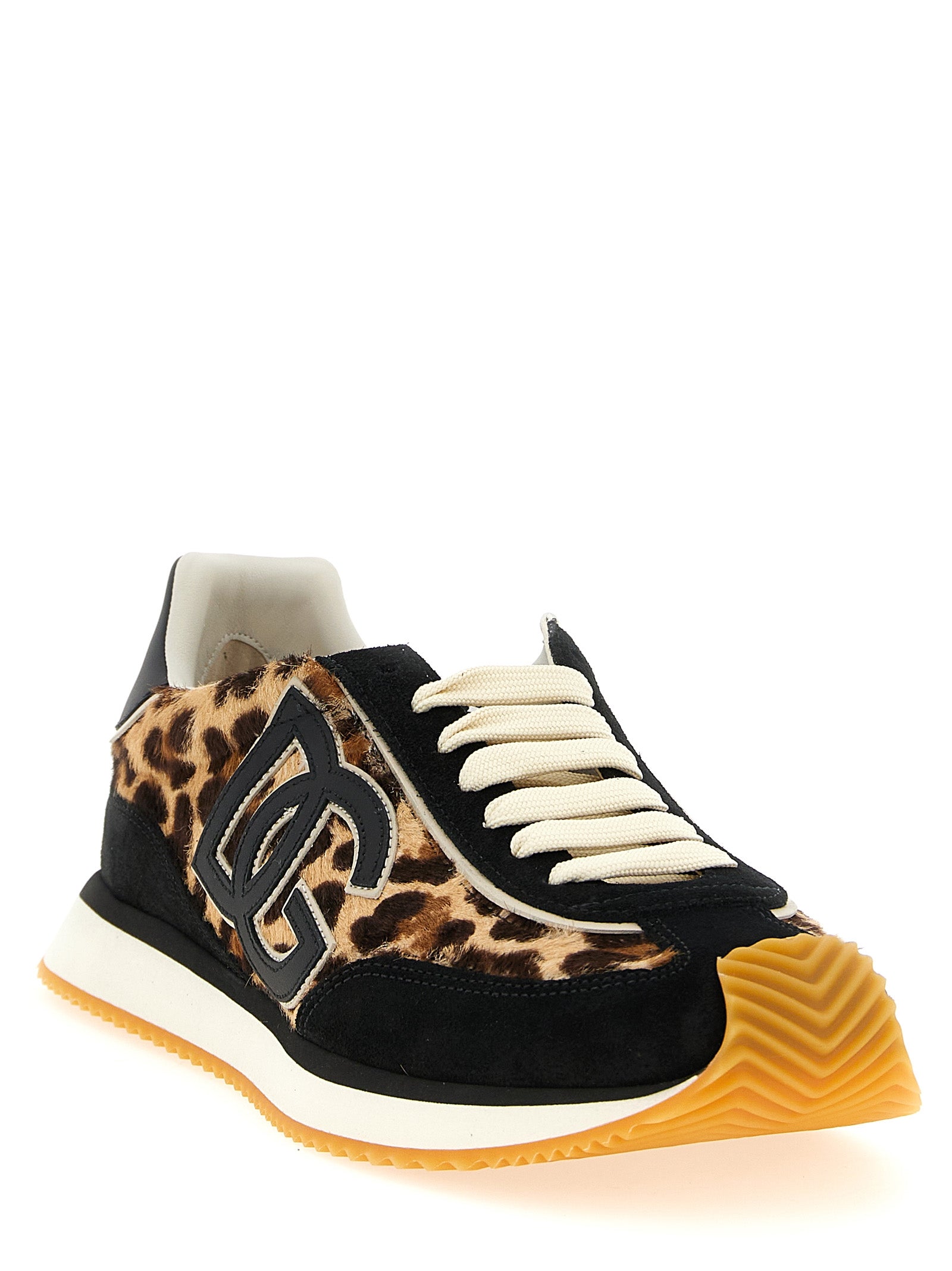 Dolce & Gabbana Mehrfarbige Kalbsleder-Sneaker mit niedrigem Schaft