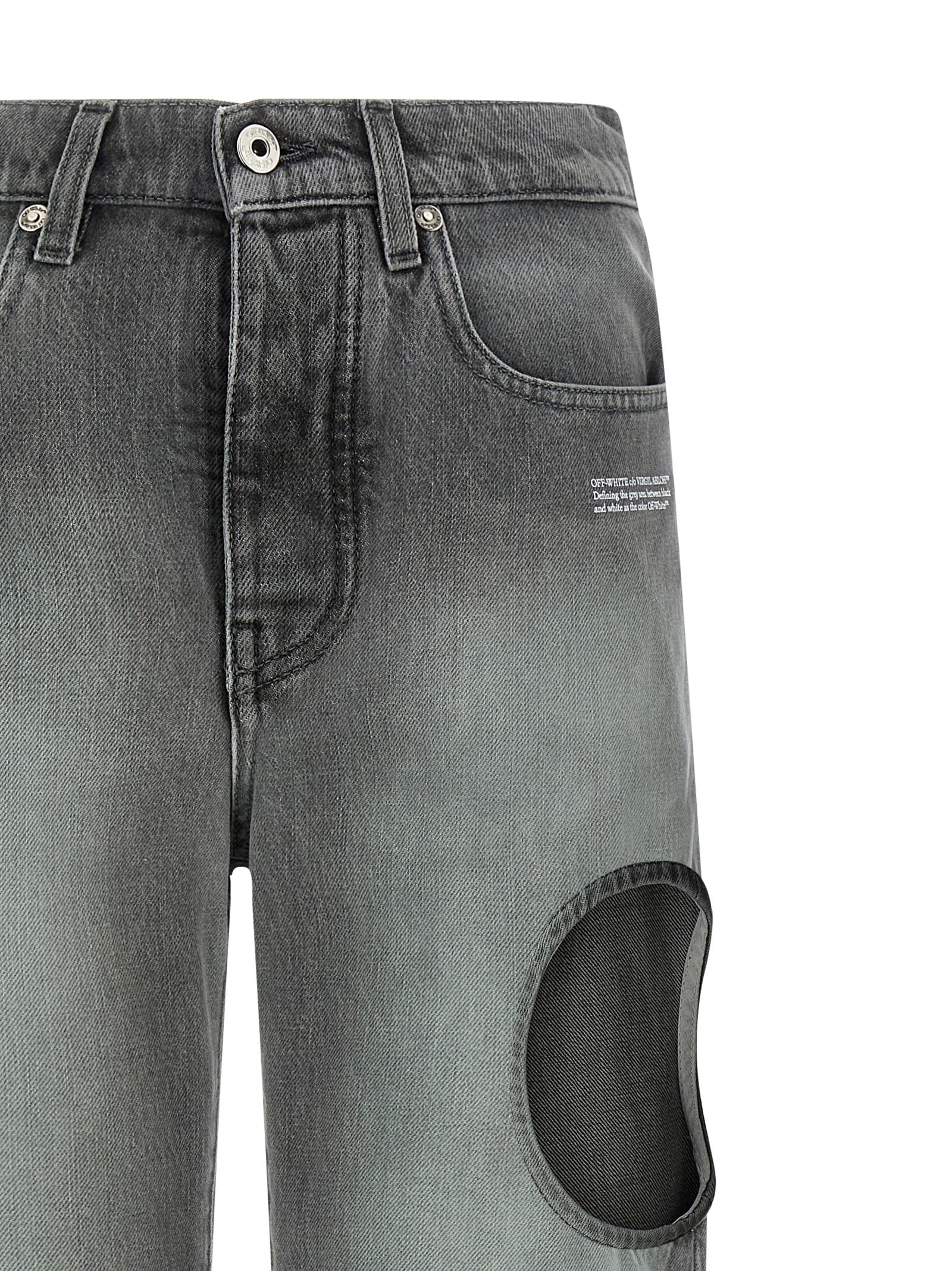 Off-White Graue Jeans aus Baumwolle im geraden Schnitt