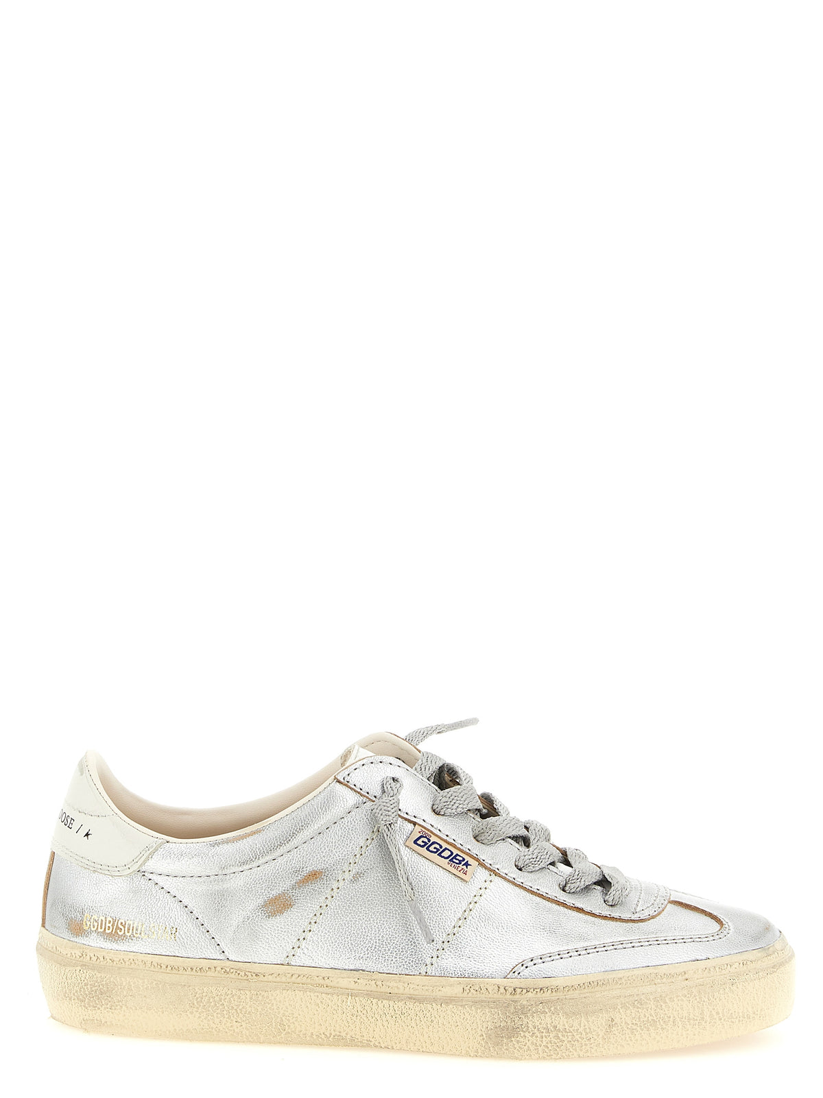 Golden Goose Silberne Low-Top-Sneaker aus Rindsleder