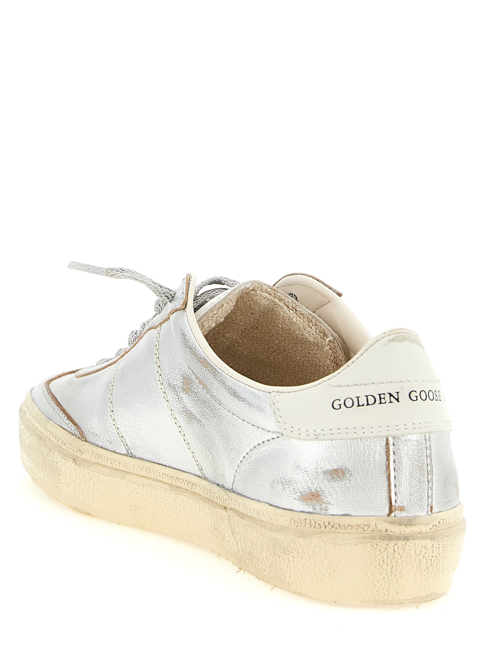 Golden Goose Silberne Low-Top-Sneaker aus Rindsleder