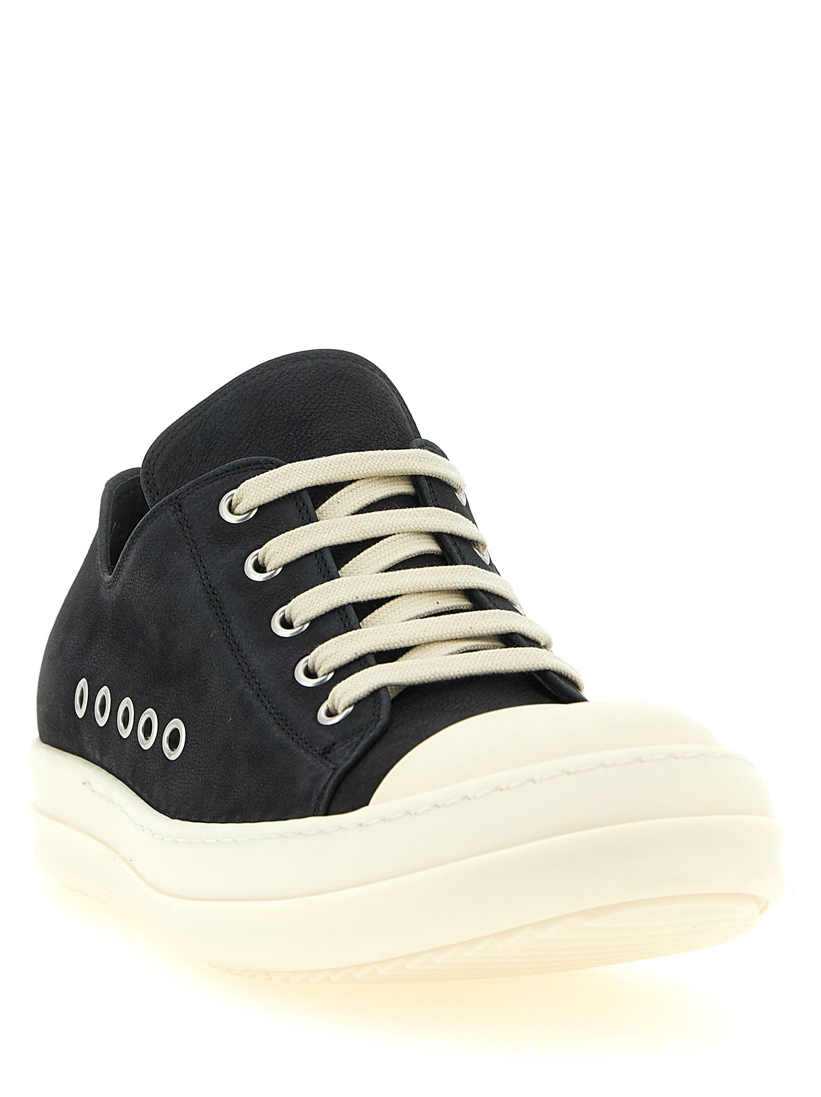 Rick Owens Schwarze Kalbsleder Low-Top-Sneaker