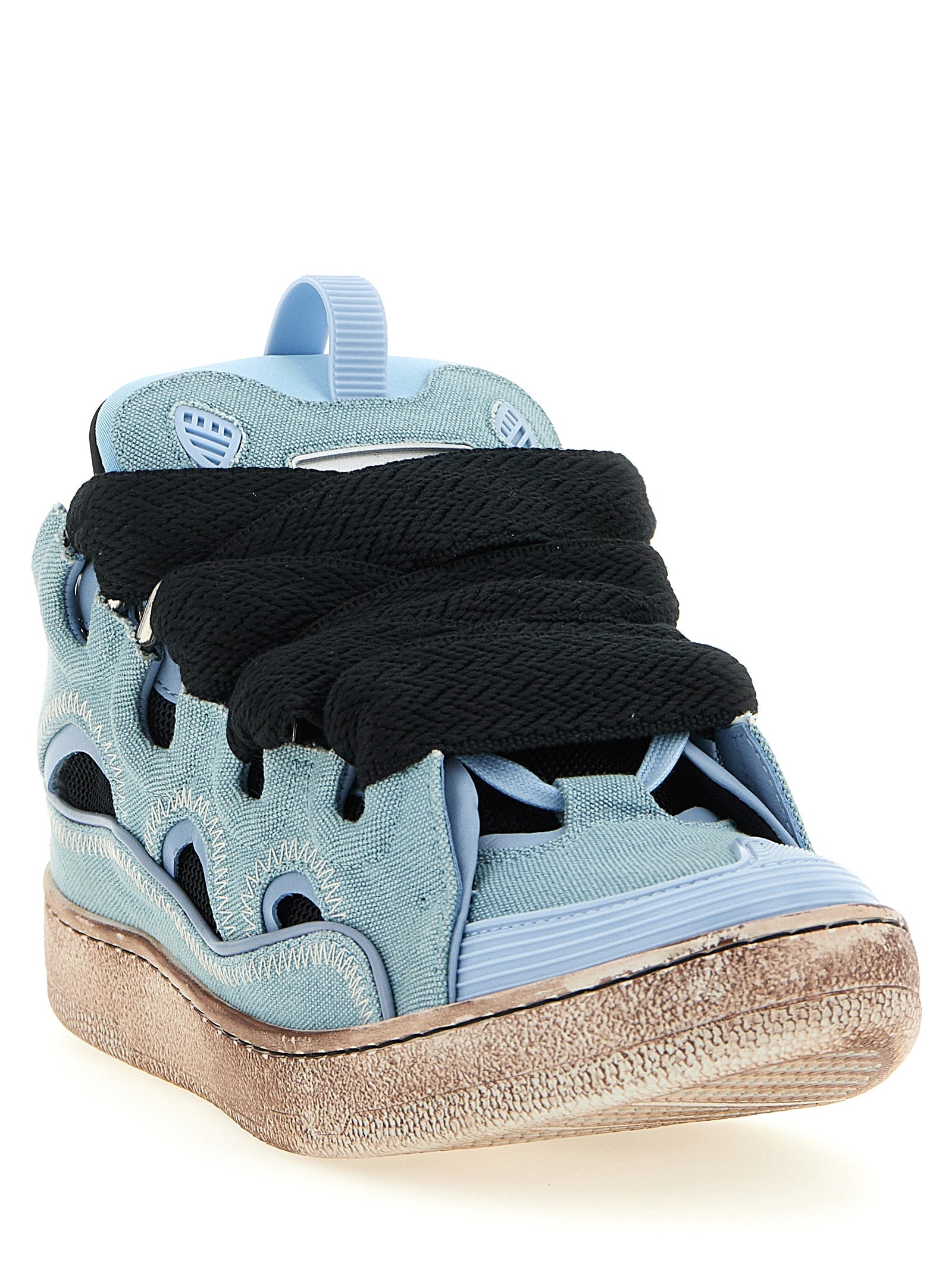 Lanvin Blaue Baumwoll-Sneaker im Athletic-Stil