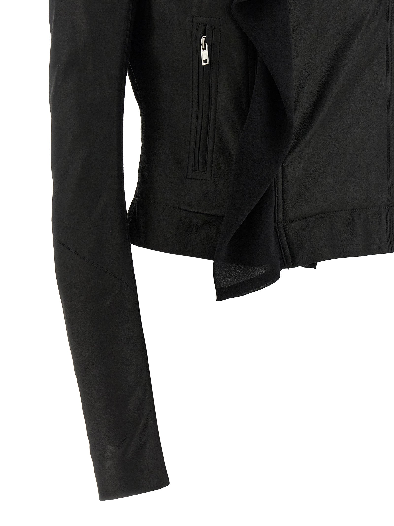 Rick Owens Schwarze Lammlederjacke