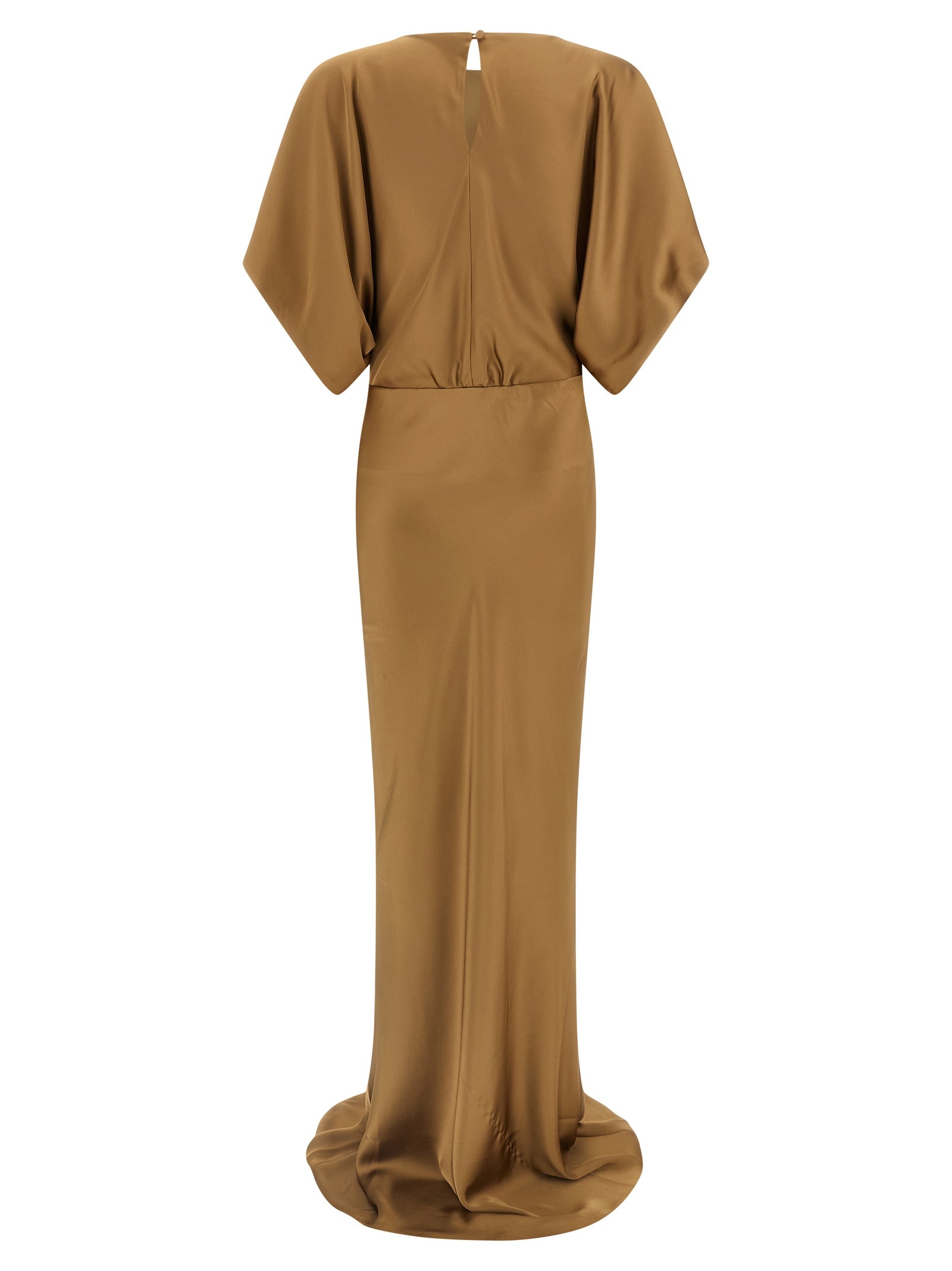 Norma Kamali Beigefarbenes Polyester-Maxikleid