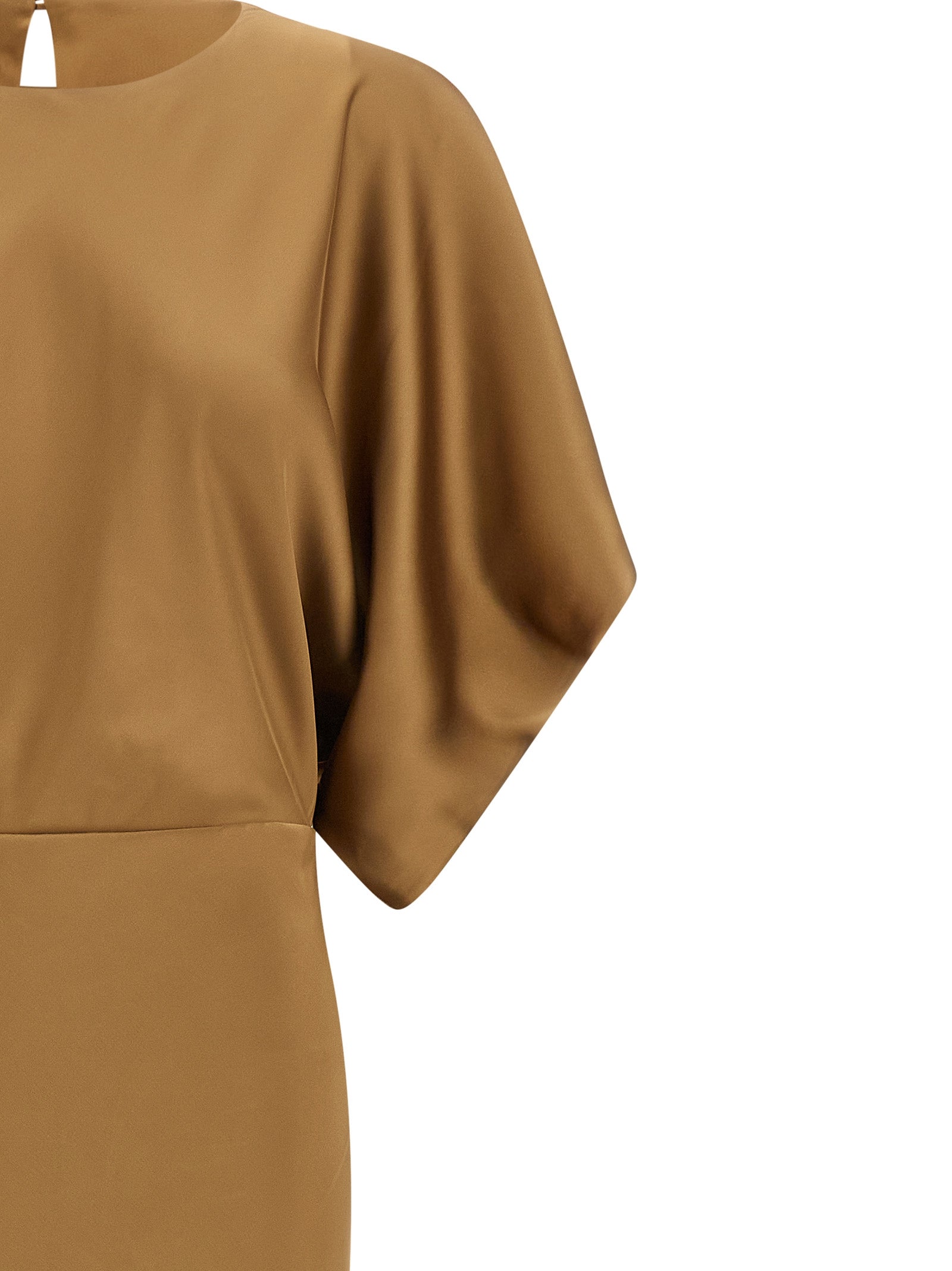 Norma Kamali Beigefarbenes Polyester-Maxikleid