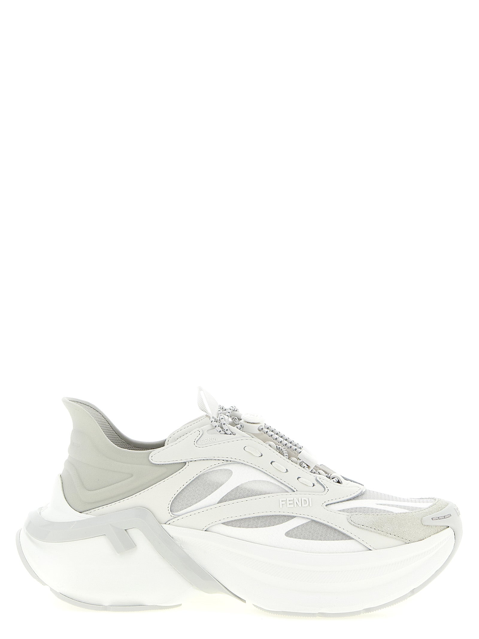 Fendi Graue Kalbsleder-Sneaker im Athletic-Stil