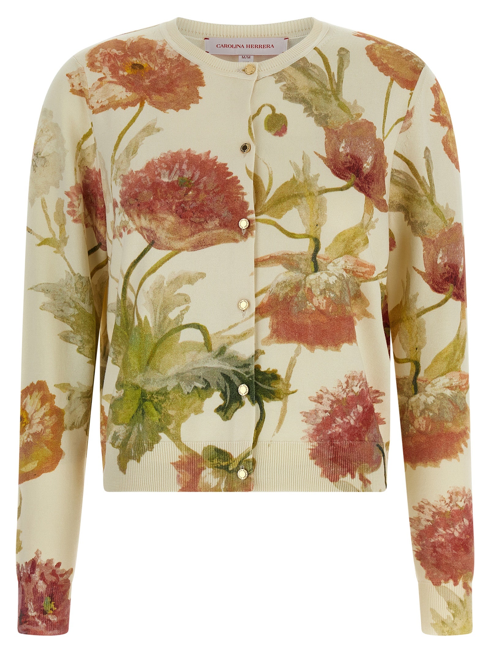 Carolina Herrera Weiße Seidenstrickjacke