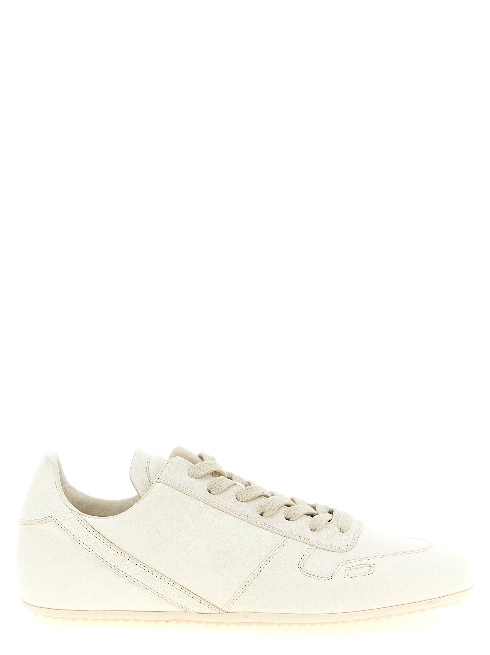 Rick Owens Weiße Low-Top-Sneaker aus Lammleder
