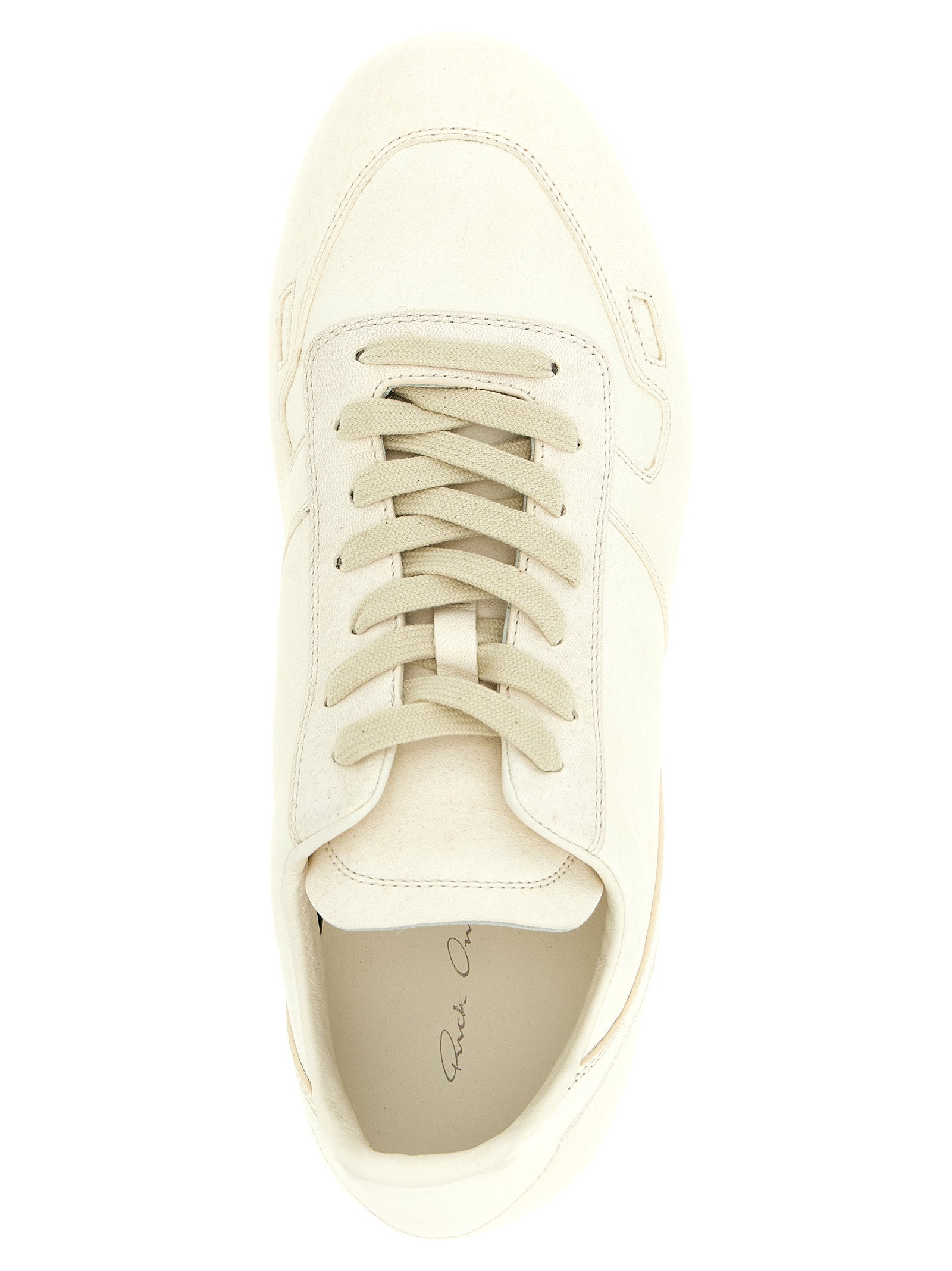 Rick Owens Weiße Low-Top-Sneaker aus Lammleder