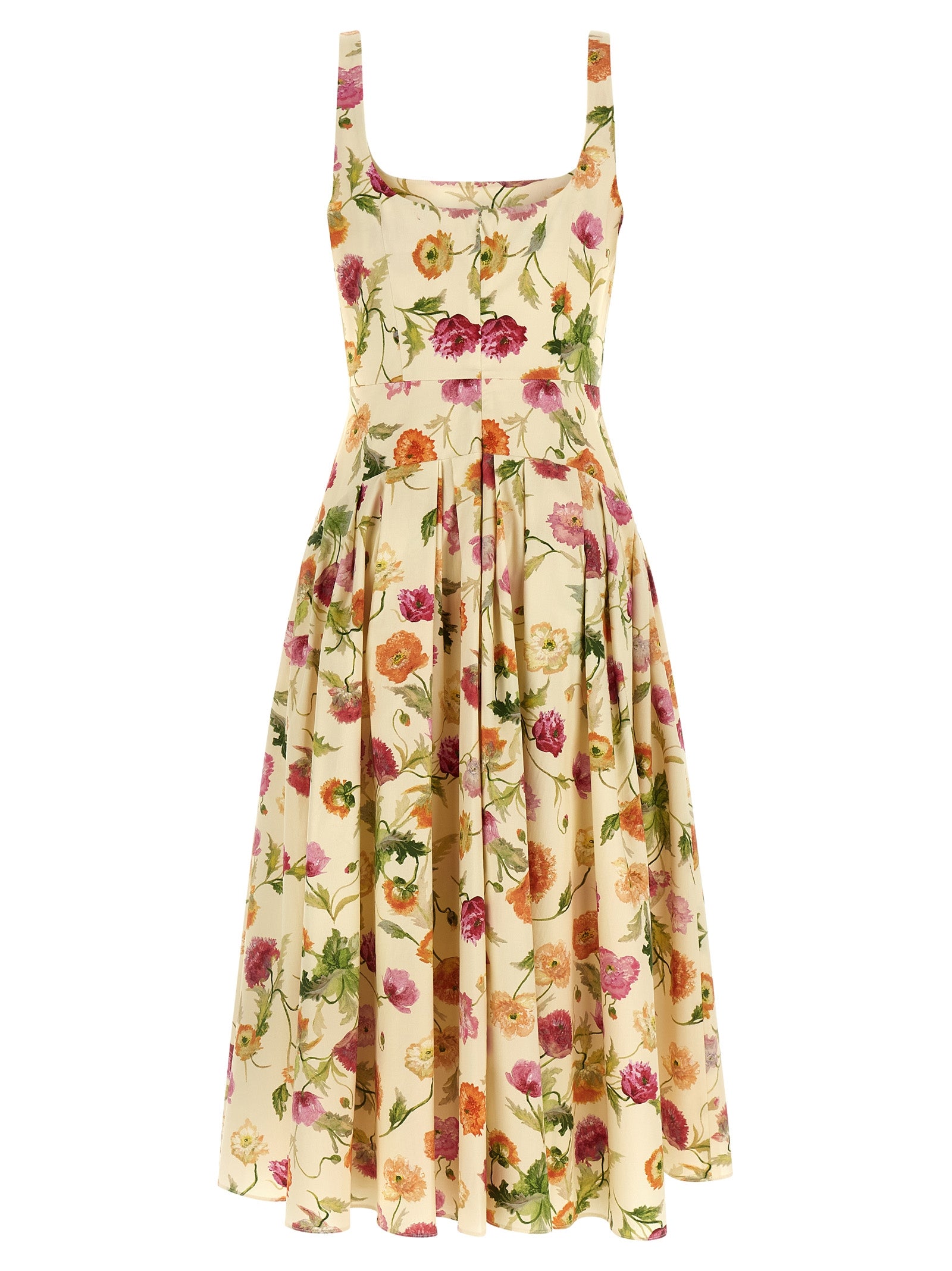 Carolina Herrera Beige Baumwoll-Midikleid