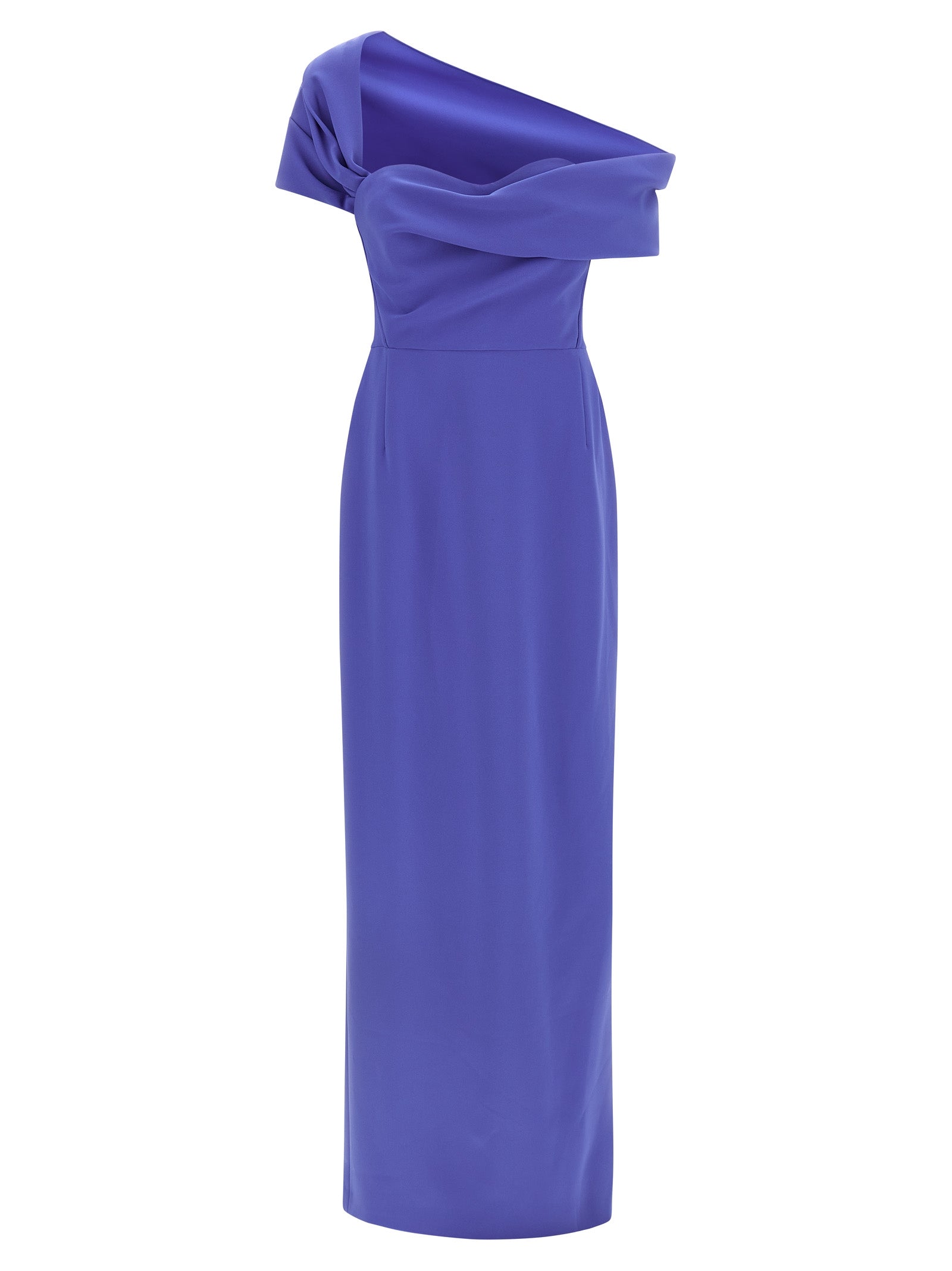 Carolina Herrera Langes blaues Polyesterkleid