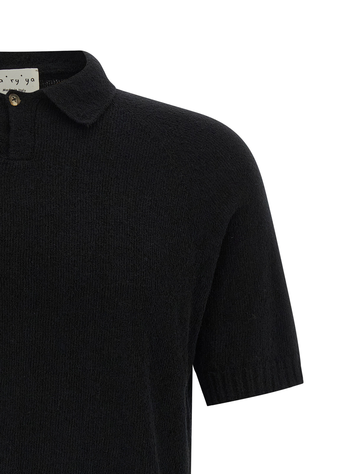 MA'RY'YA Schwarzes Baumwoll-Poloshirt
