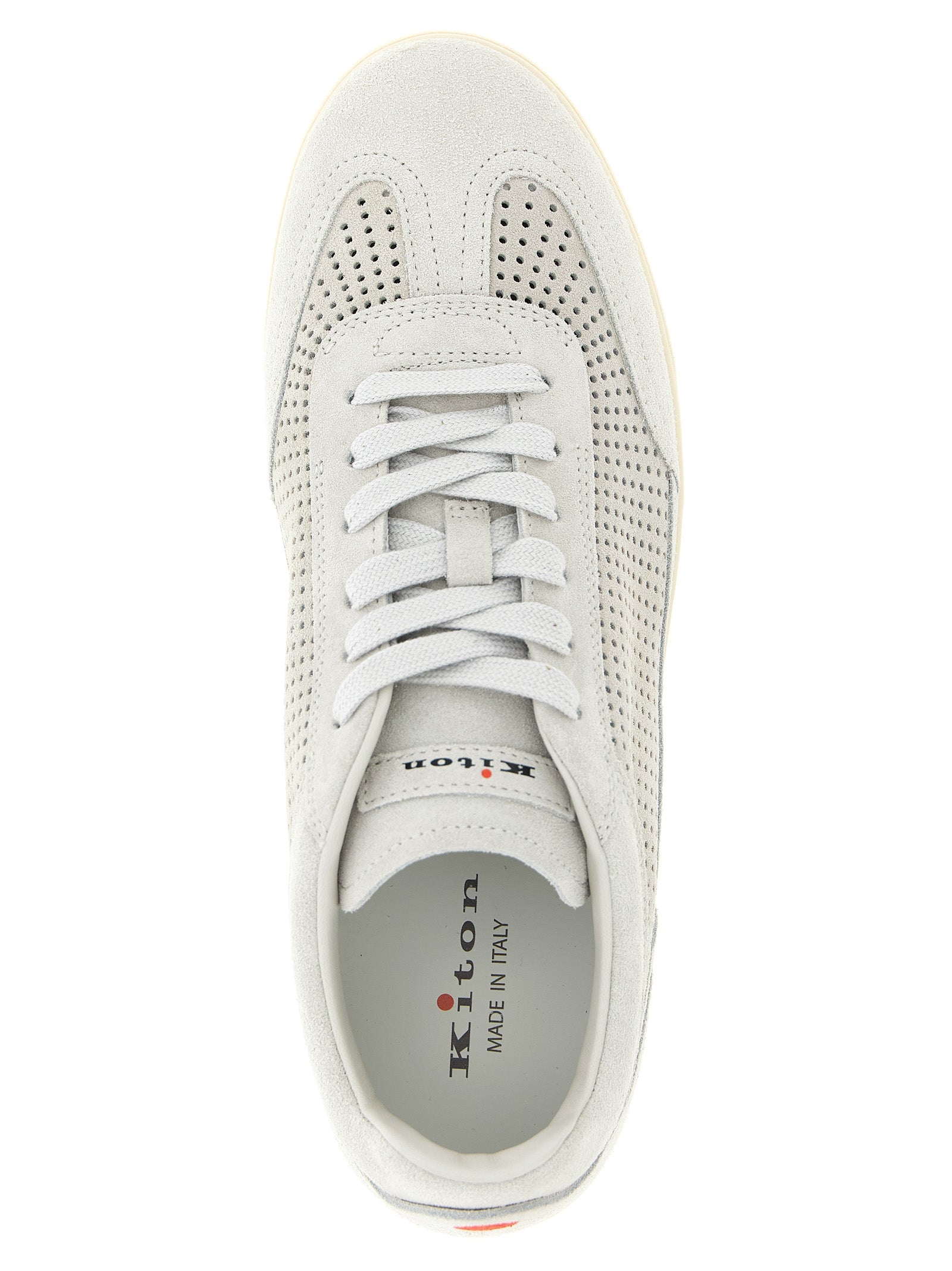 Kiton Graue Kalbsleder Low-Top-Sneaker