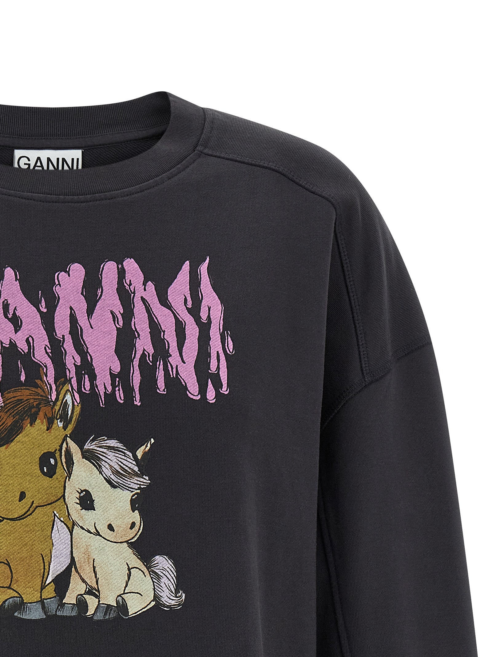 Ganni Schwarzer Bio-Baumwoll-Sweater